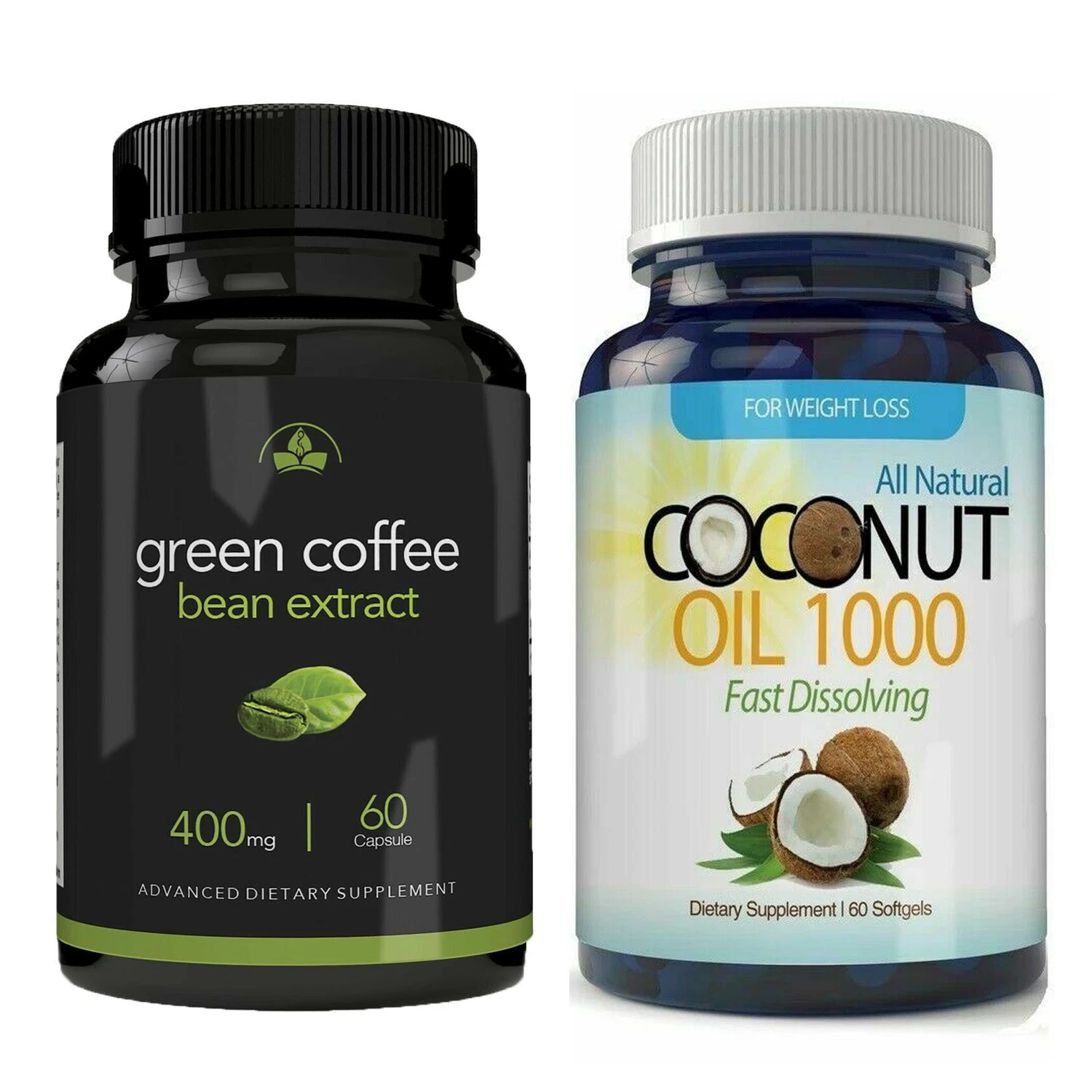 Natural Coconut Oil Softgel Green Coffee Bean Extract Weight Loss Capsules Combo
