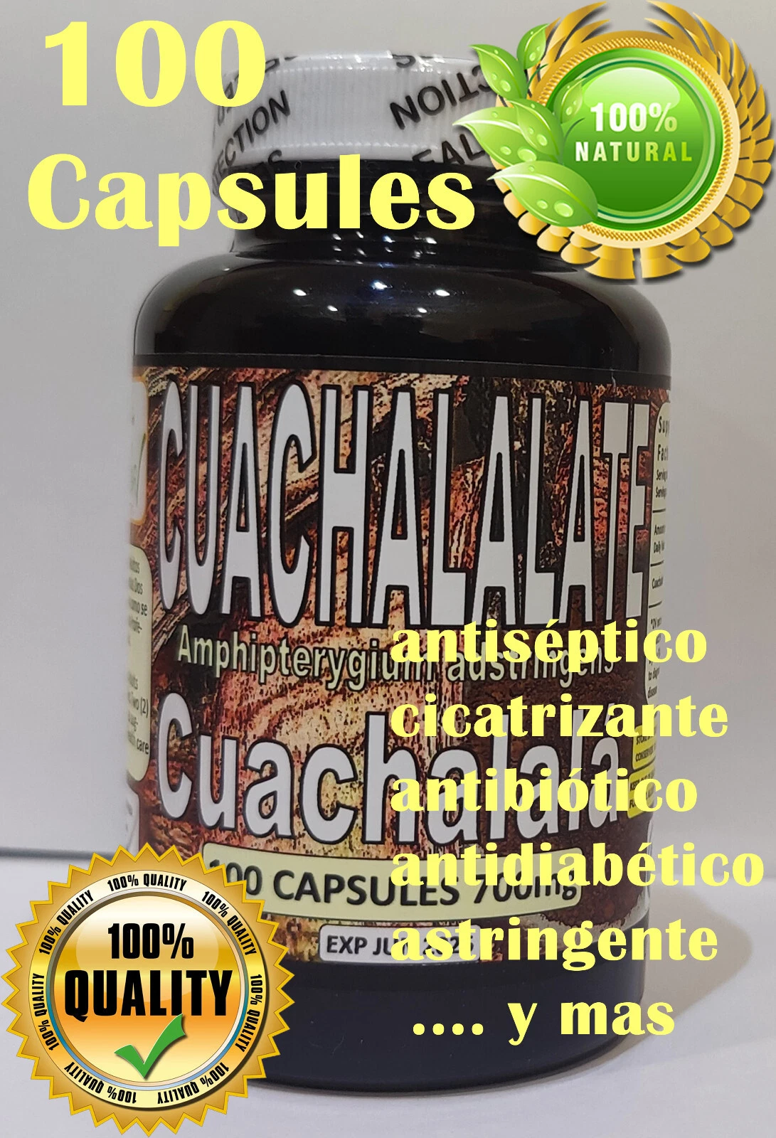 Cuachalalate Bark Seca Palo Cuachinala 100 Capsules Organic Mexican herbs !!!