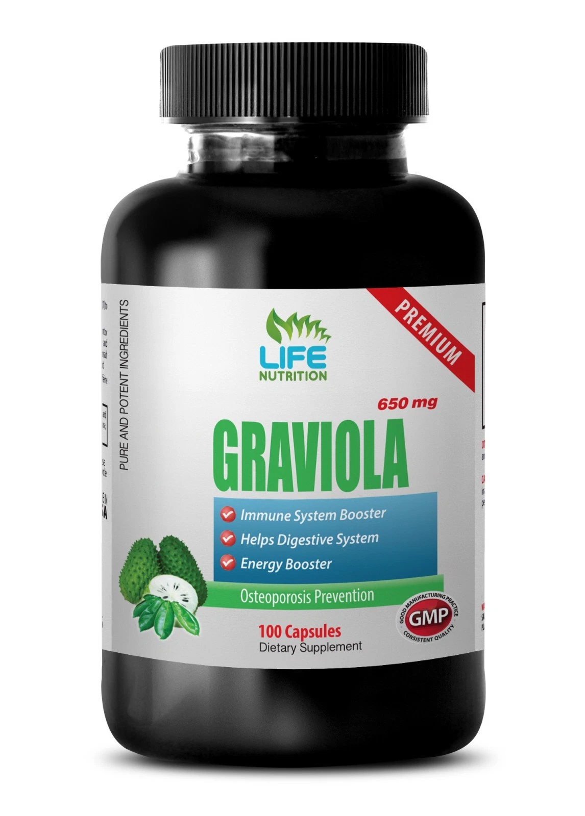 Soursop Fruit - GRAVIOLA (leaf powder) 650 mg Immune System Balance Pills 1B