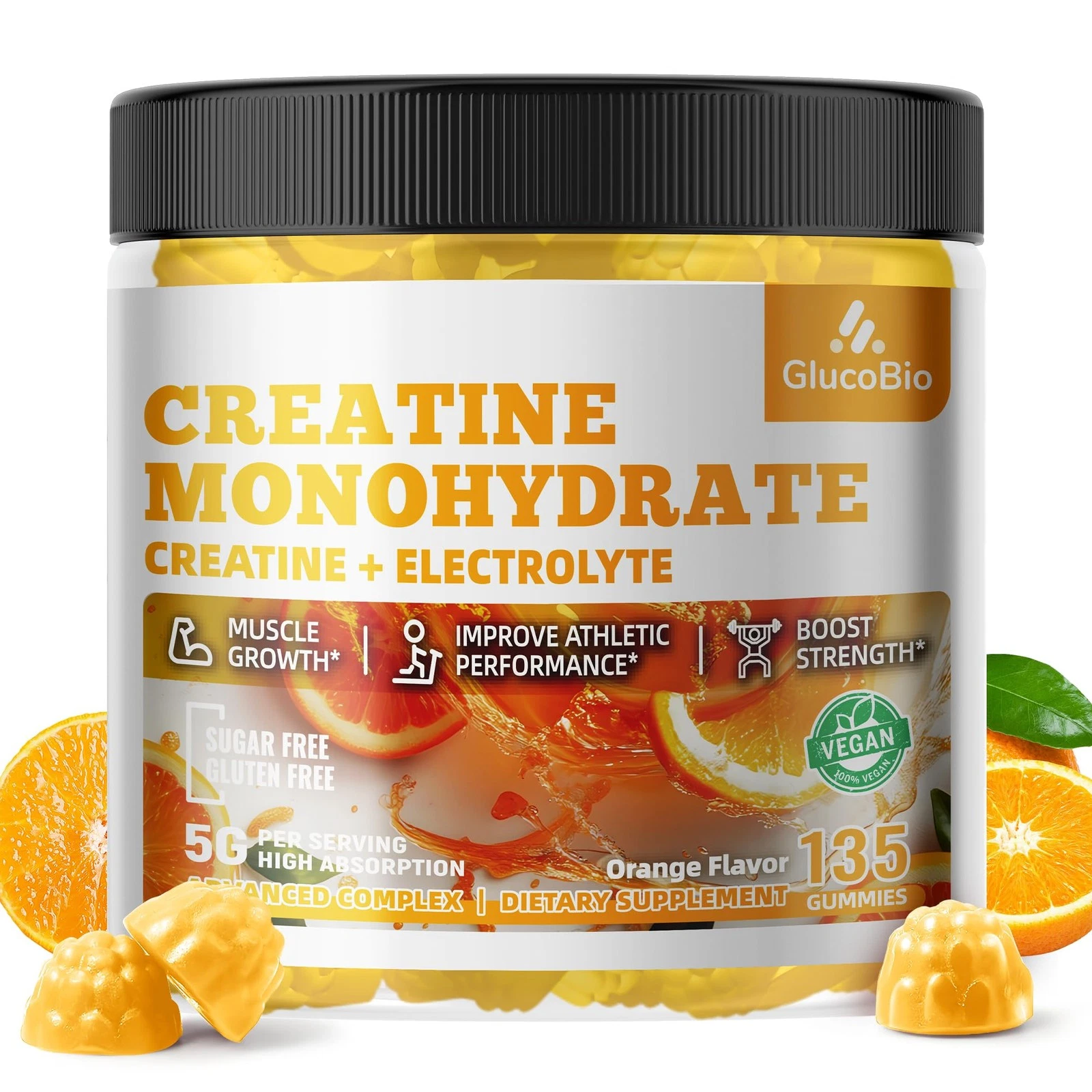 GlucoBio Creatine Monohydrate Gummies (5g) – Pre-Workout Energy & Muscle Growth