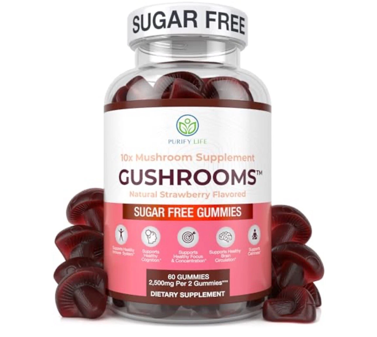 Sugar-Free Mushroom Complex Gummies - Potent 10x Mushroom Supplement