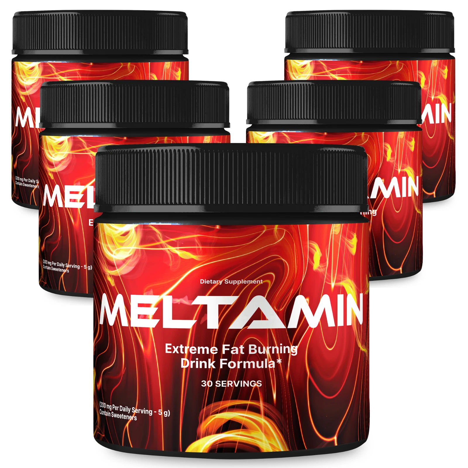 (5 Pack) Meltamin Powder - Official Meltamin Energy Support Supplement Powder