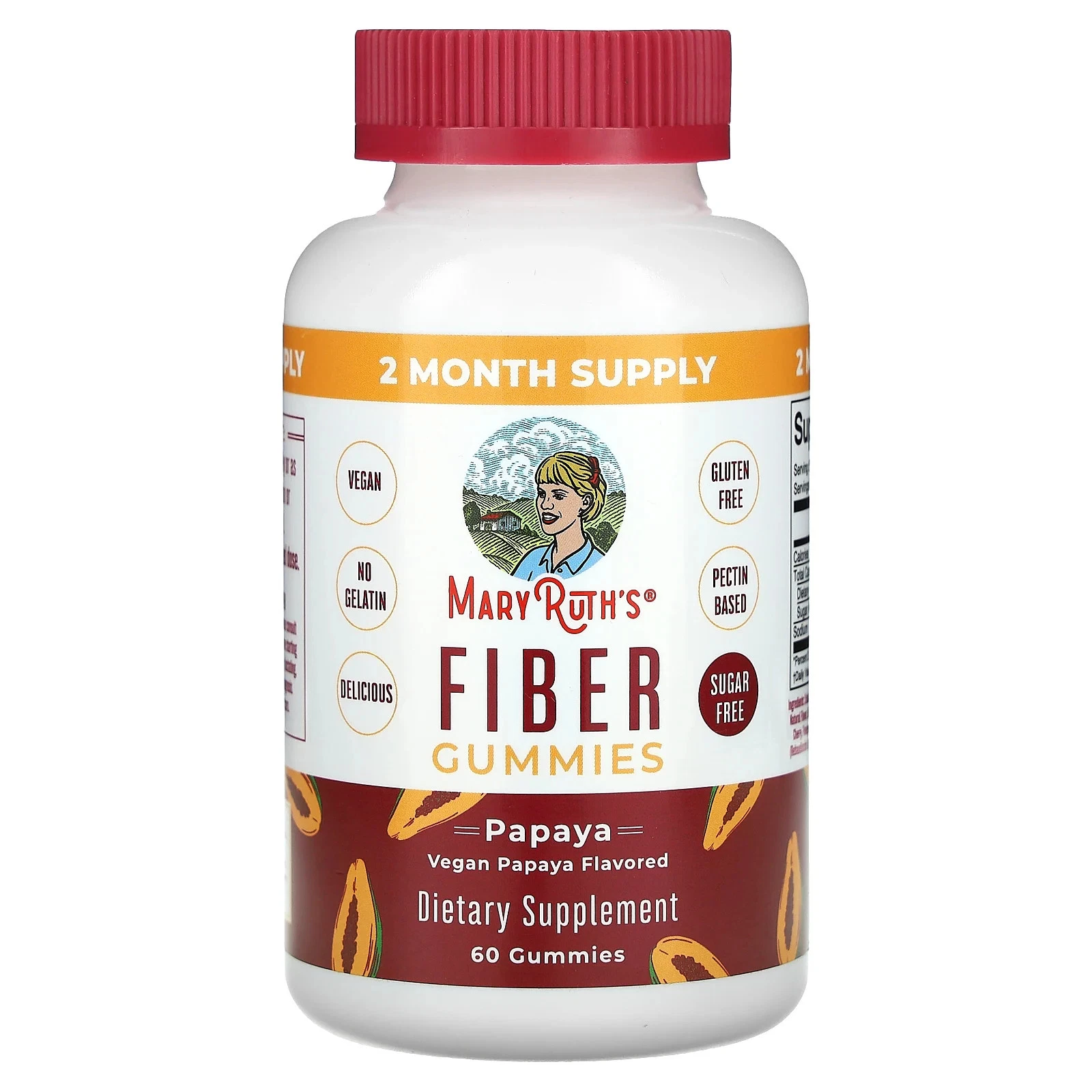 Fiber Gummies, Papaya, 60 Gummies