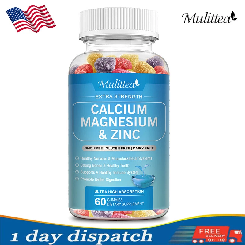 Calcium Magnesium & Zinc + Vitamin D Gummies 60PCS Bone Health Immune Energy