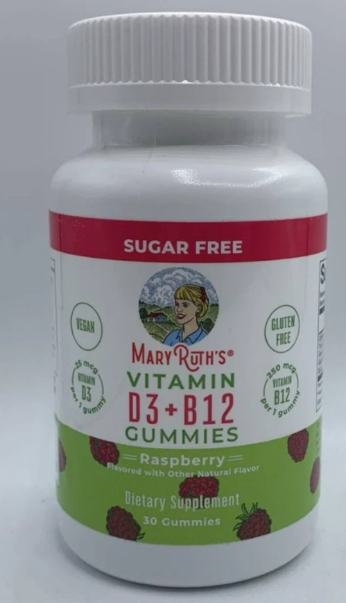 Mary Ruth's Vitamin D3 + B12 ~ 30 Gummies ~ Raspberry ~ EXP 2/26 ~ FAST SHIP