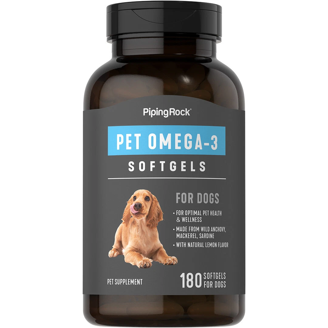 Omega 3 for Dogs | 180 Softgels | Pet Supplement | Non-GMO | by Piping Rock