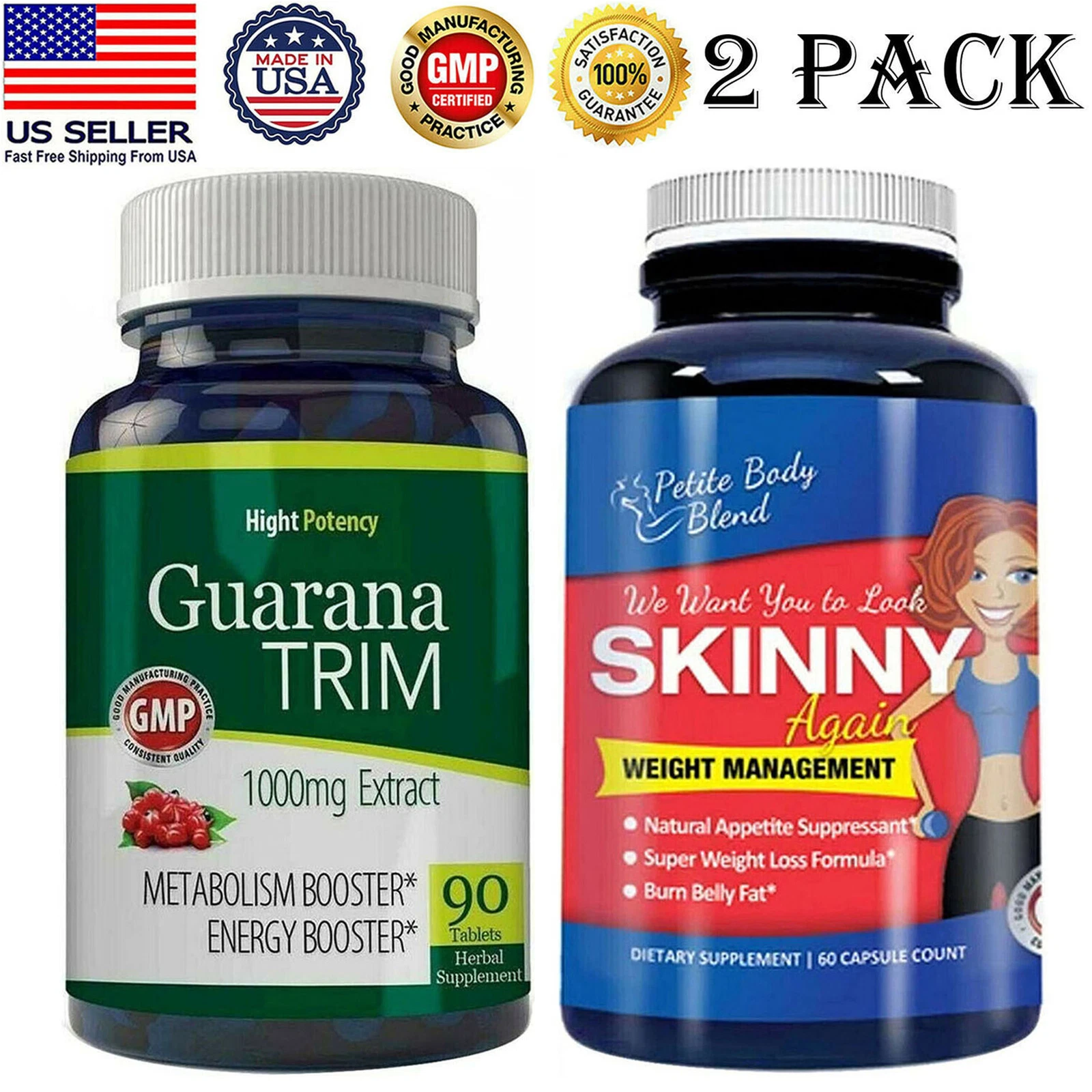 Guarana Seed Metabolism Booster Skinny Again Fat Burn Weight Loss Supplements