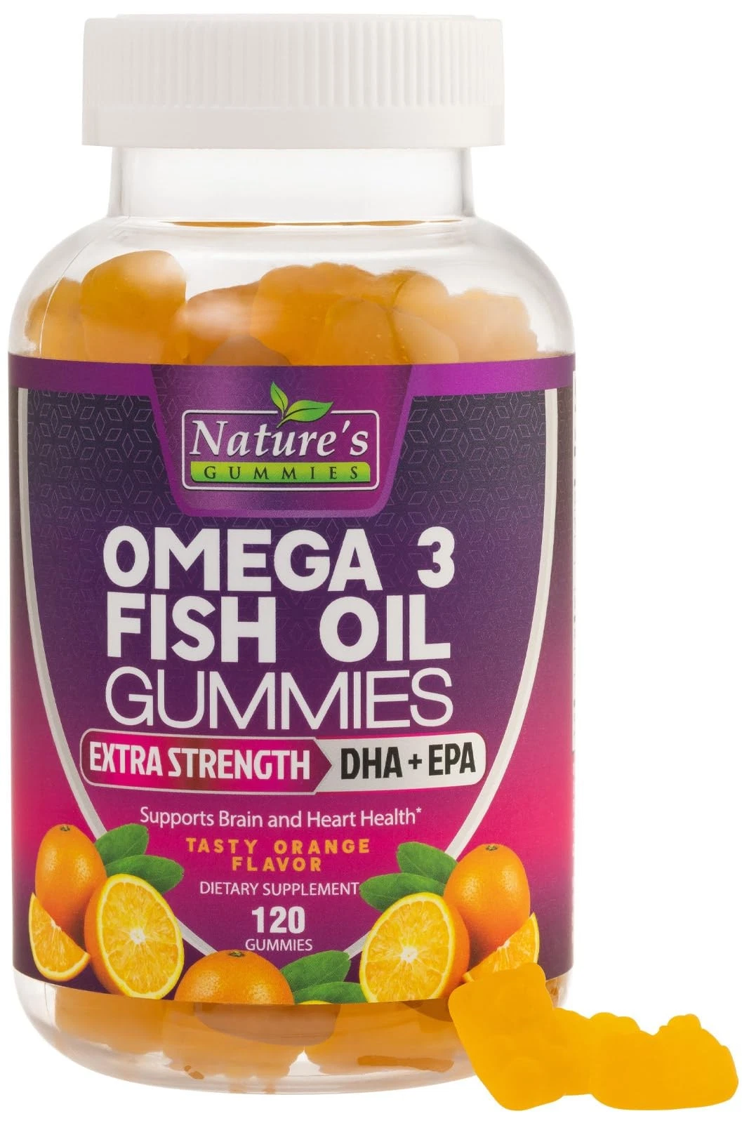 Omega 3 Fish Oil Gummies Triple Strength Vitamin DHA, EPA with Fatty Acids for H