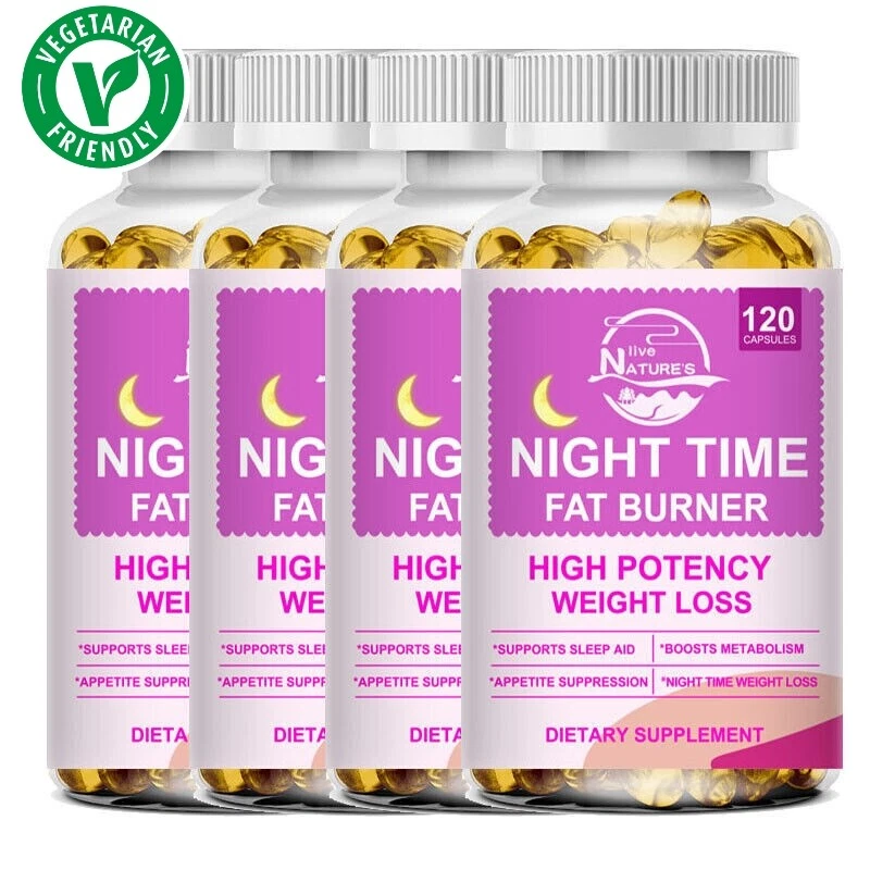 120Pills Night Time Fat Burner Supplement Weight Loss Appetite Suppressant Detox