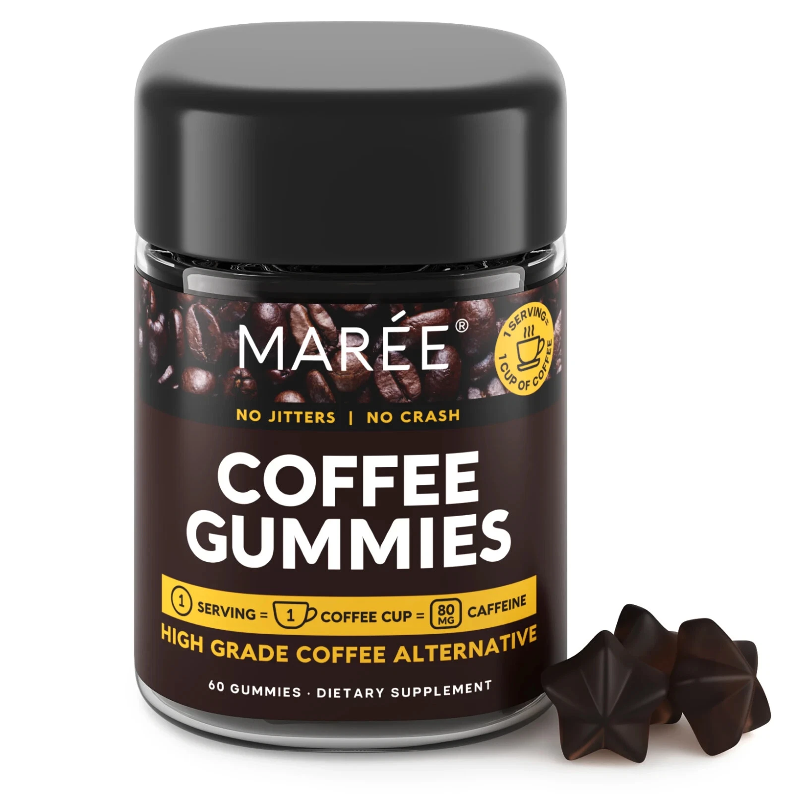 Maree Coffee Gummies Guarana Extract Taurine Caffeine 60 Ct Exp 2026