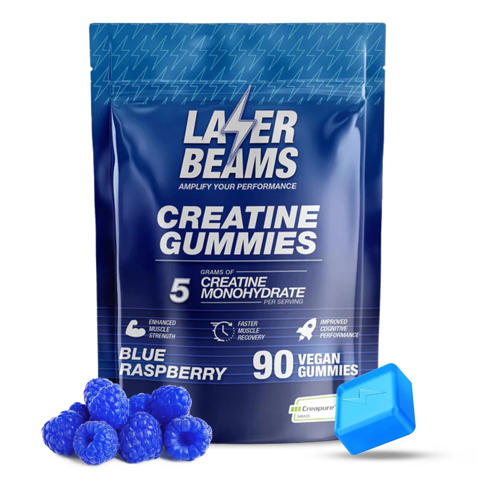 Laser Beams Creatine Monohydrate Gummies - 5g Creapure Creatine per Serving -...