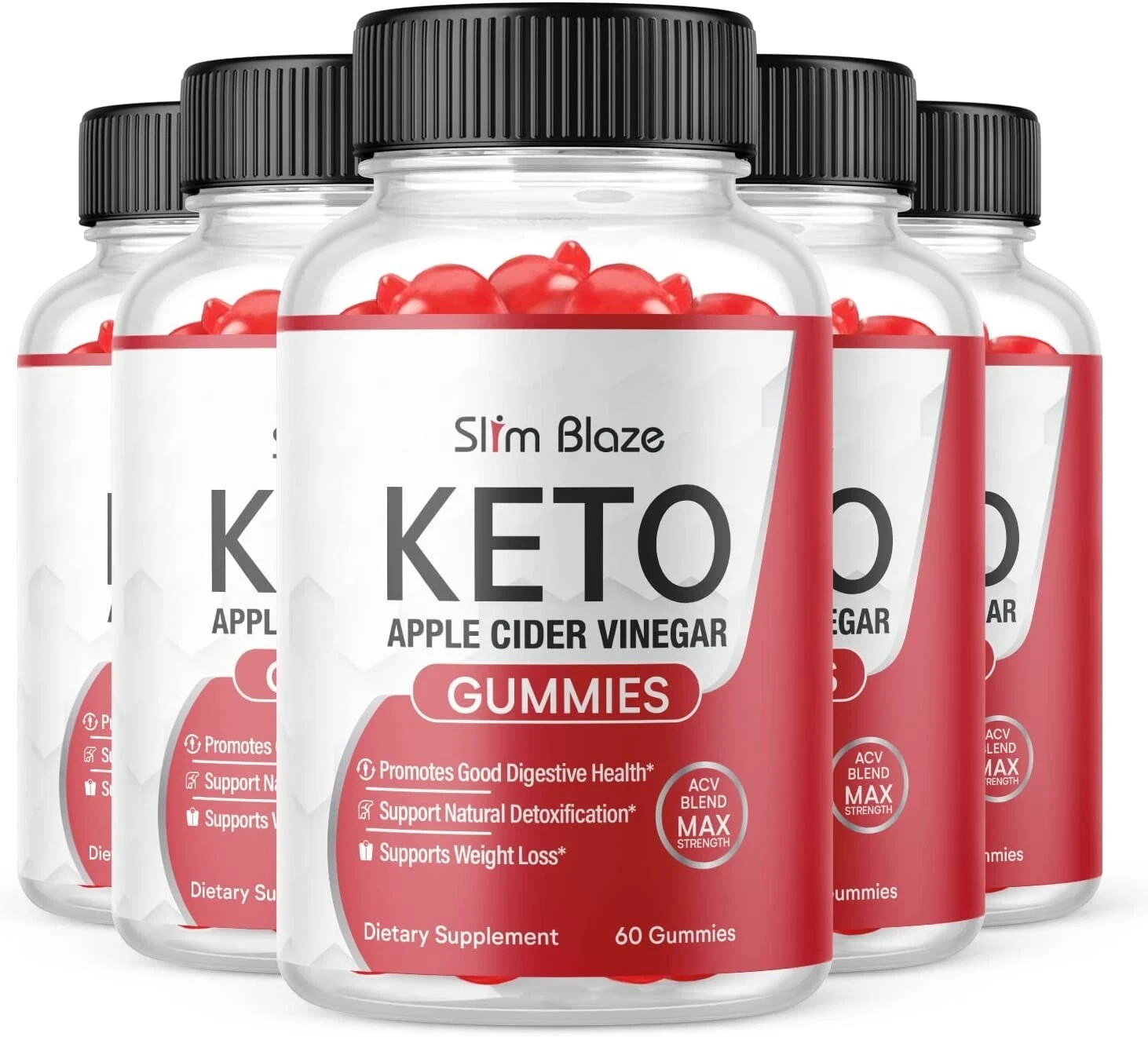5 Pack - Slim Blaze Keto ACV Gummies - Vegan, Weight Loss Supplement-300 Gummies