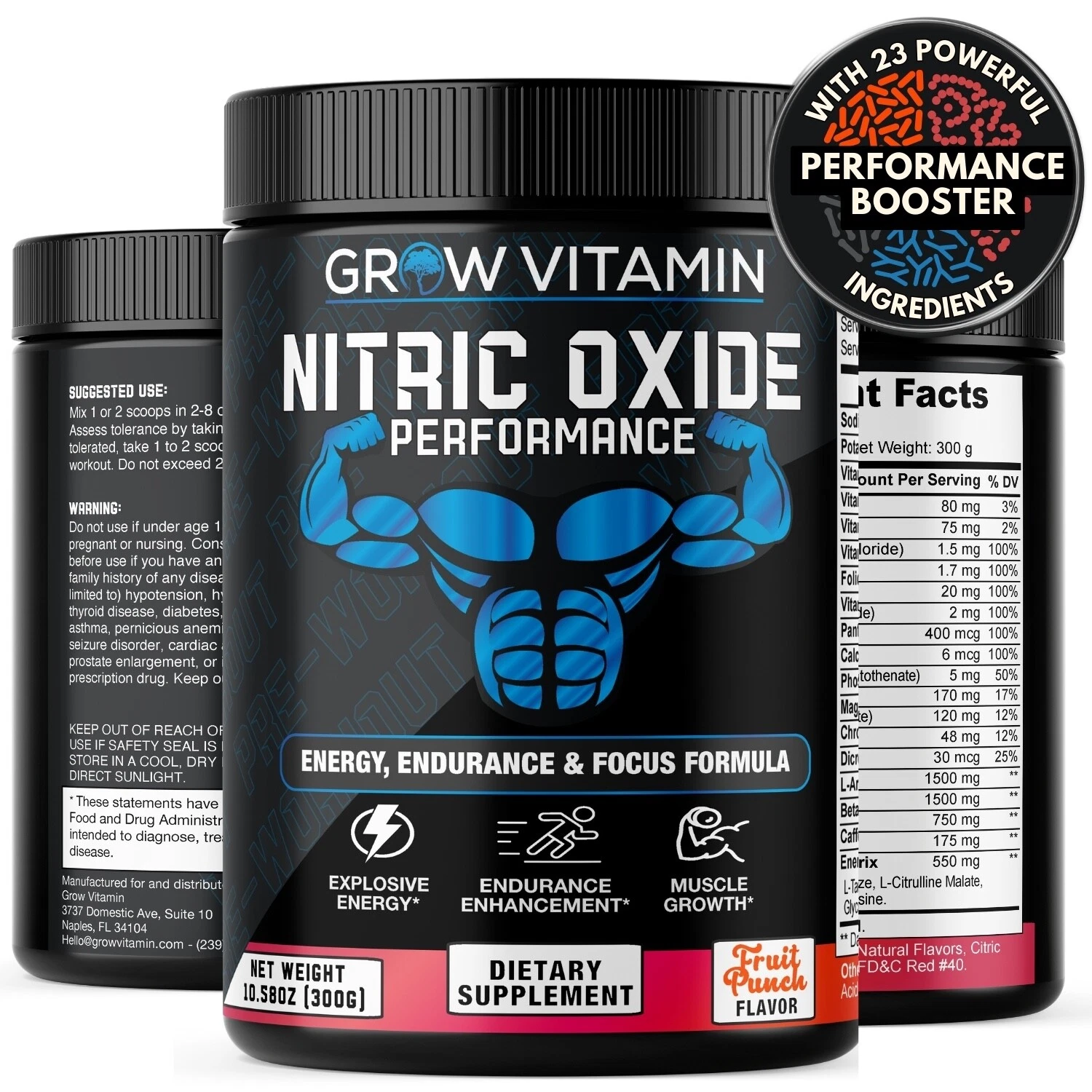 Nitric Oxide - Pre Workout Powder Increase Power, Strength, Energy, Performance