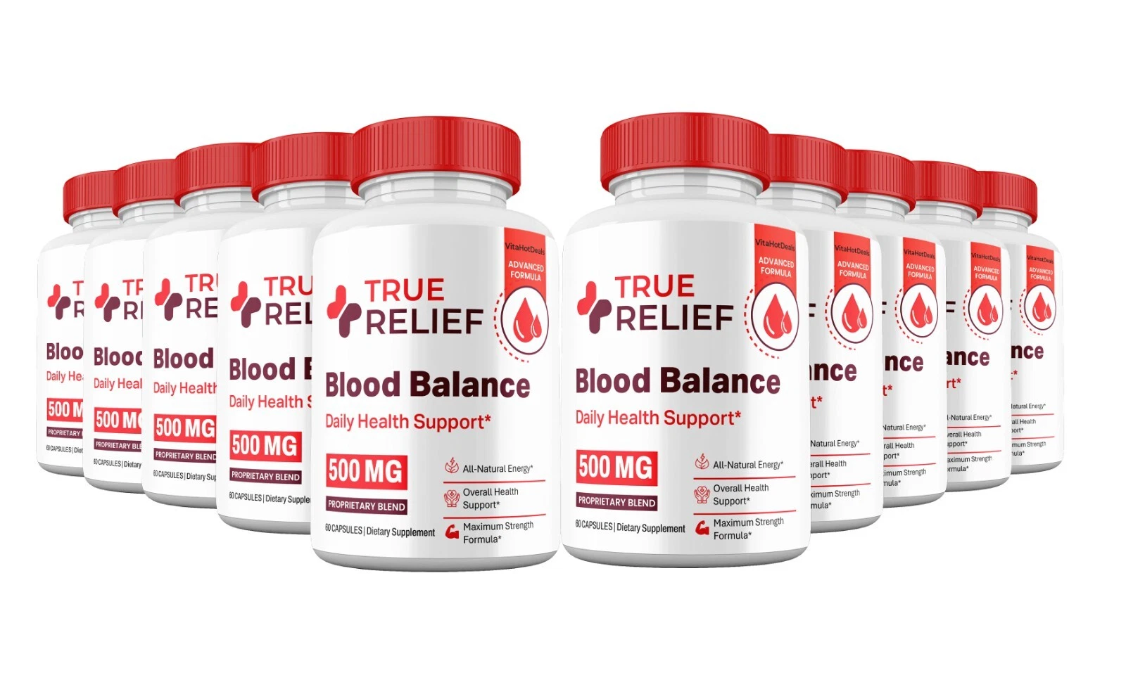 True Relief Blood Balance Capsules, Max Strength, TrueRelief Pills (10 Pack)