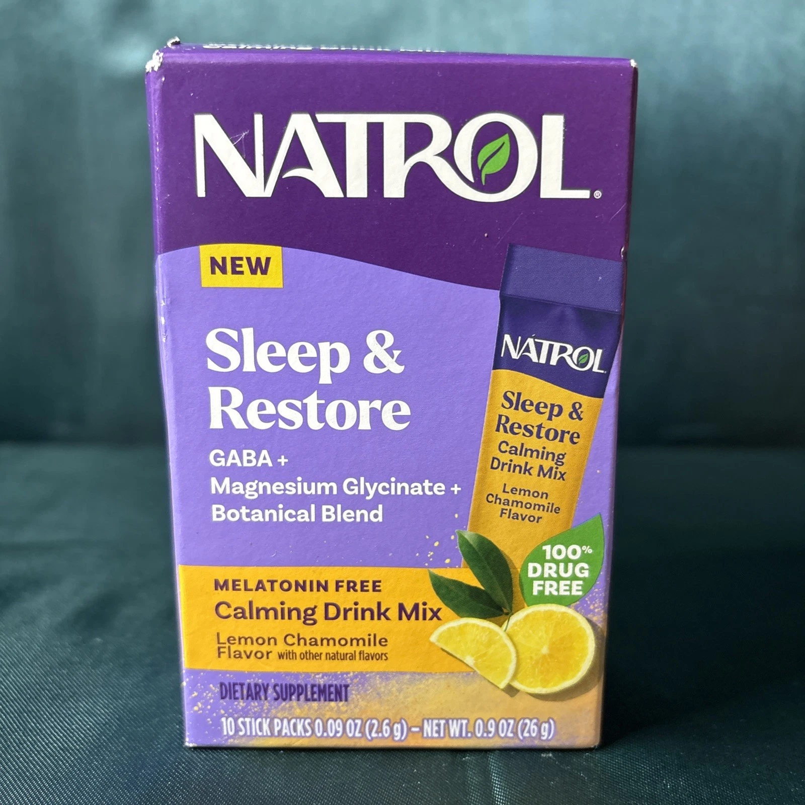 Natrol Melatonin Free Sleep & Restore Calming Drink Mix Lemon Chamomile, 10 Ct