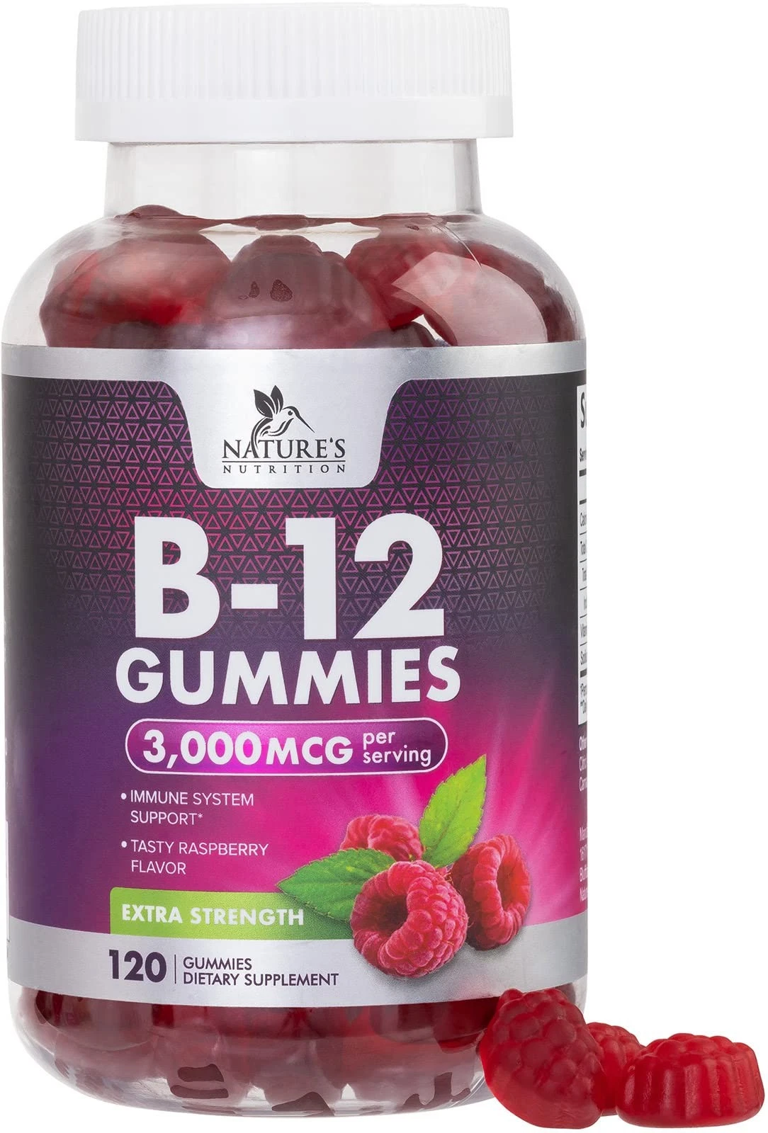 B12 Gummies for Adults, Extra Strength Energy 3000 mcg - B-12 Energy Metabolism
