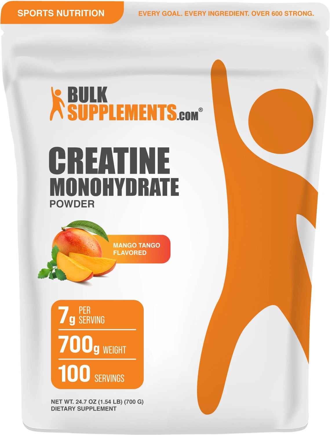 BulkSupplements Creatine Monohydrate Powder - Mango Tango - 7g per Serving