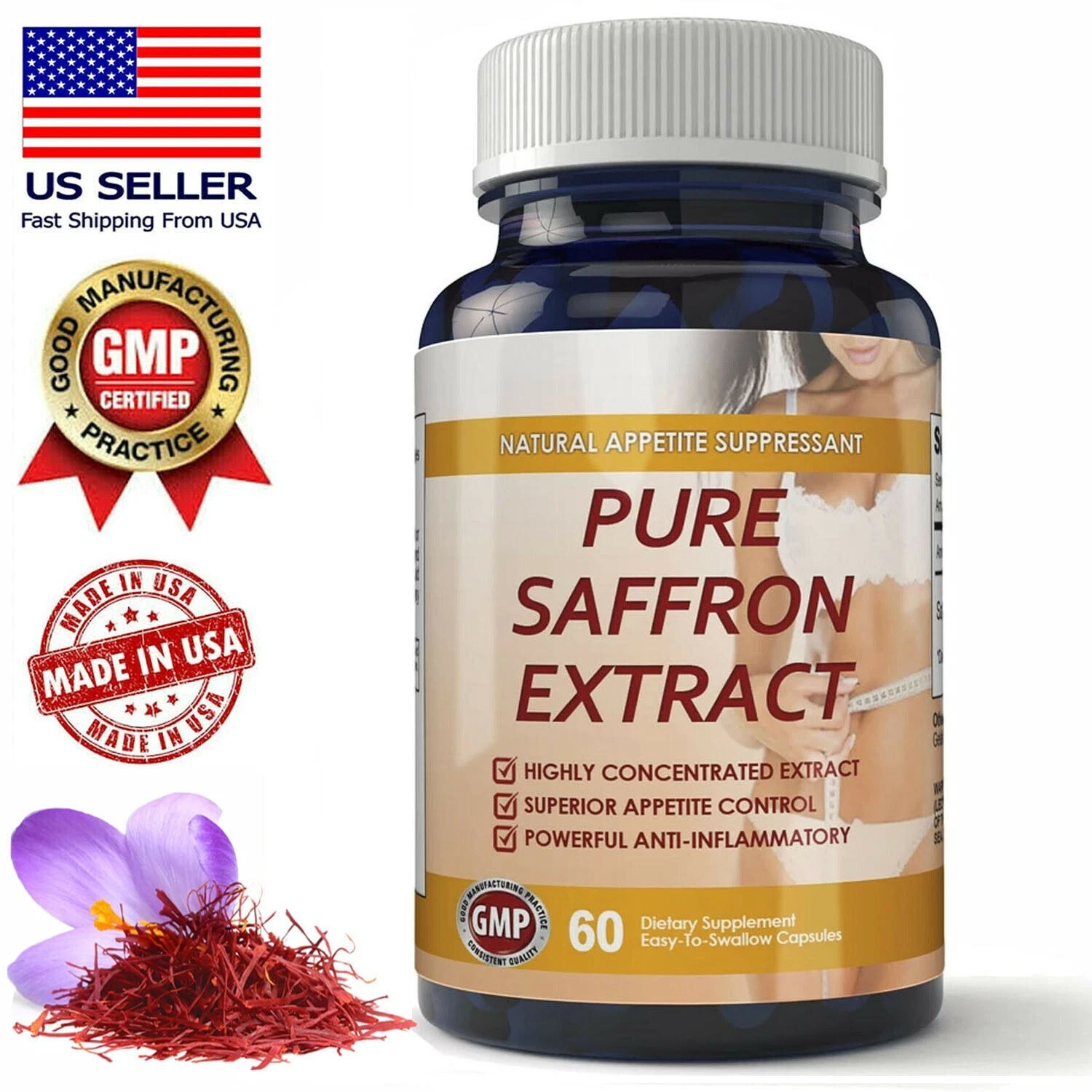 Max Strength Saffron Ext Hunger Diet Control Weight Loss Pills-60ct: exp 3/28