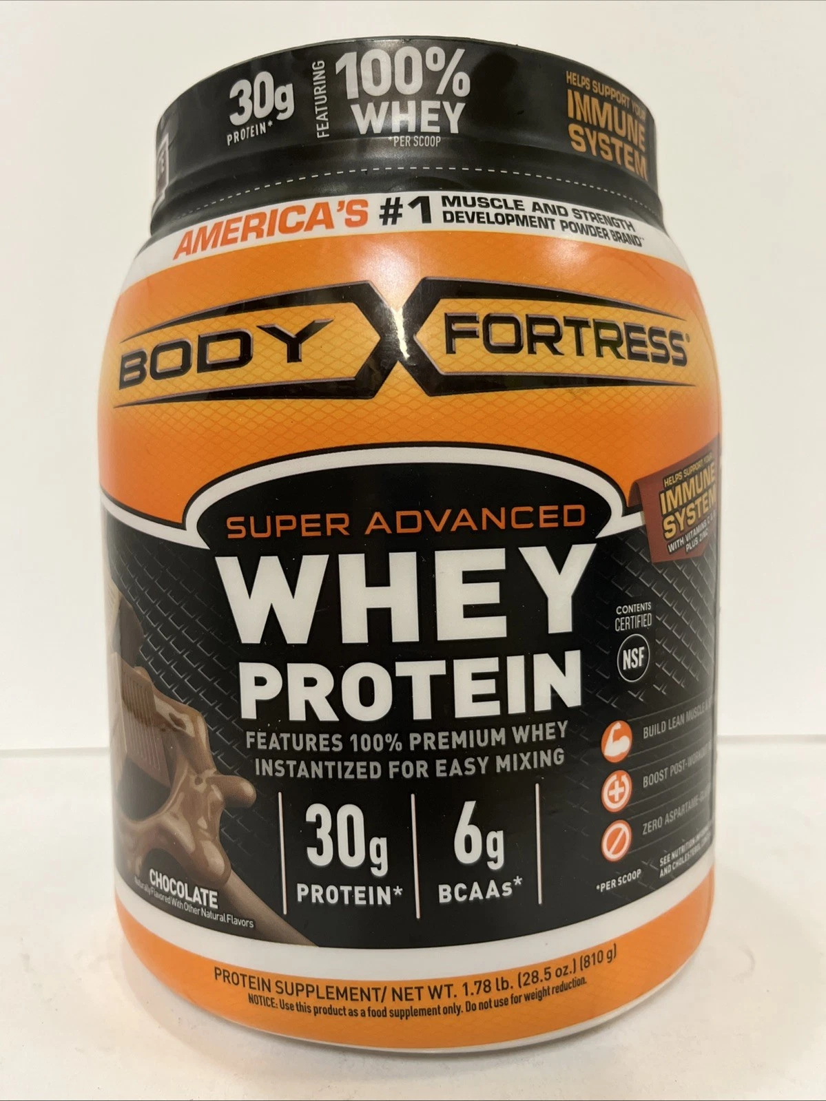 Hot sale，Body Fortress Super Advanced Whey Protein Powder, Chocolate, 1.78 lbs
