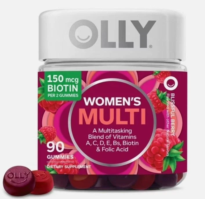OLLY Women's Multivitamin Gummy, Vitamin A, D, C, E, Biotin, Folic Acid, 90 ct