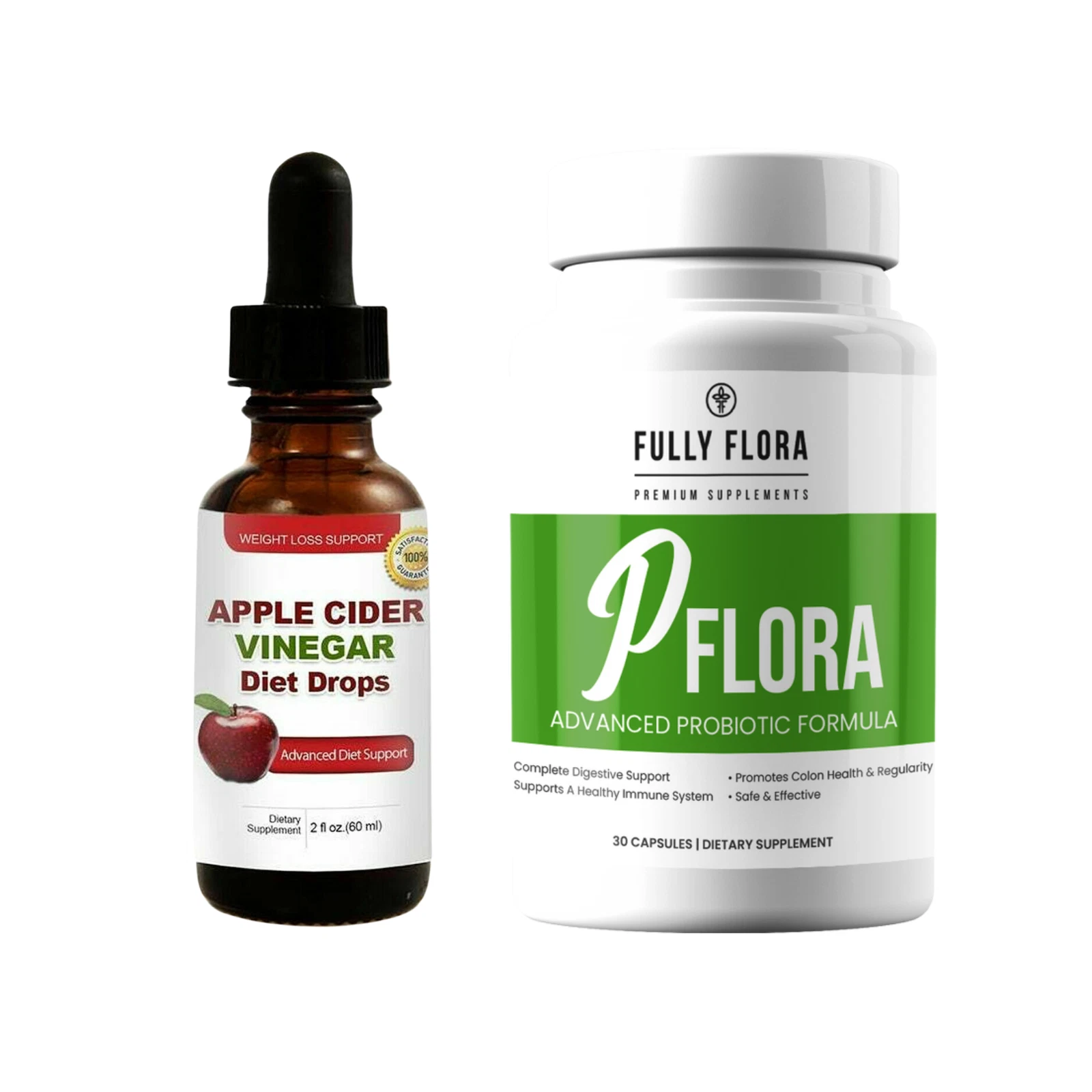 Apple Cider Vinegar Diet Drops Weight Loss & PFlora Probiotic Immune Supplements