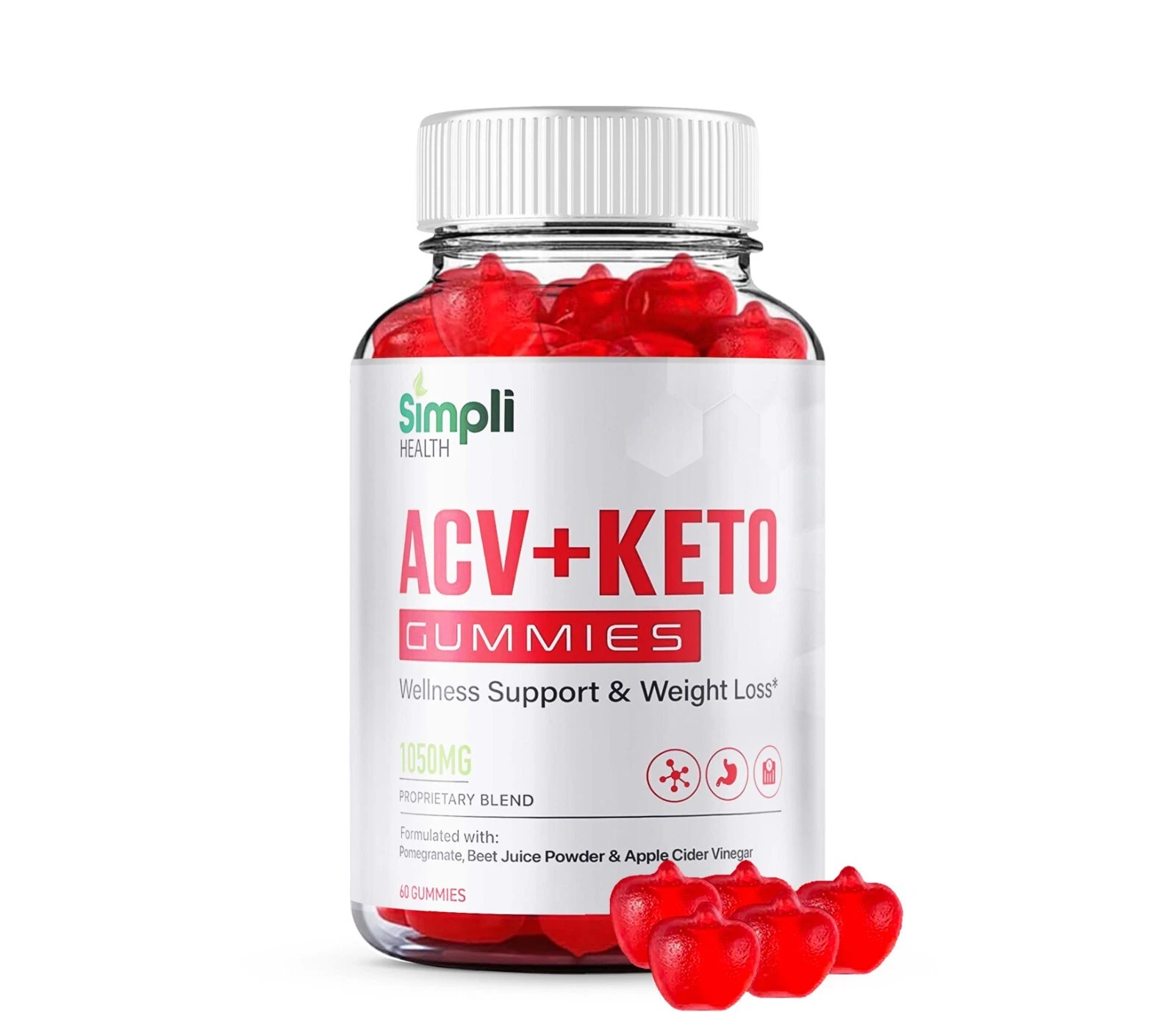 Simpli Health ACV Keto Chew Gummies Weight Loss Dietary Supplement (60 Gummies)