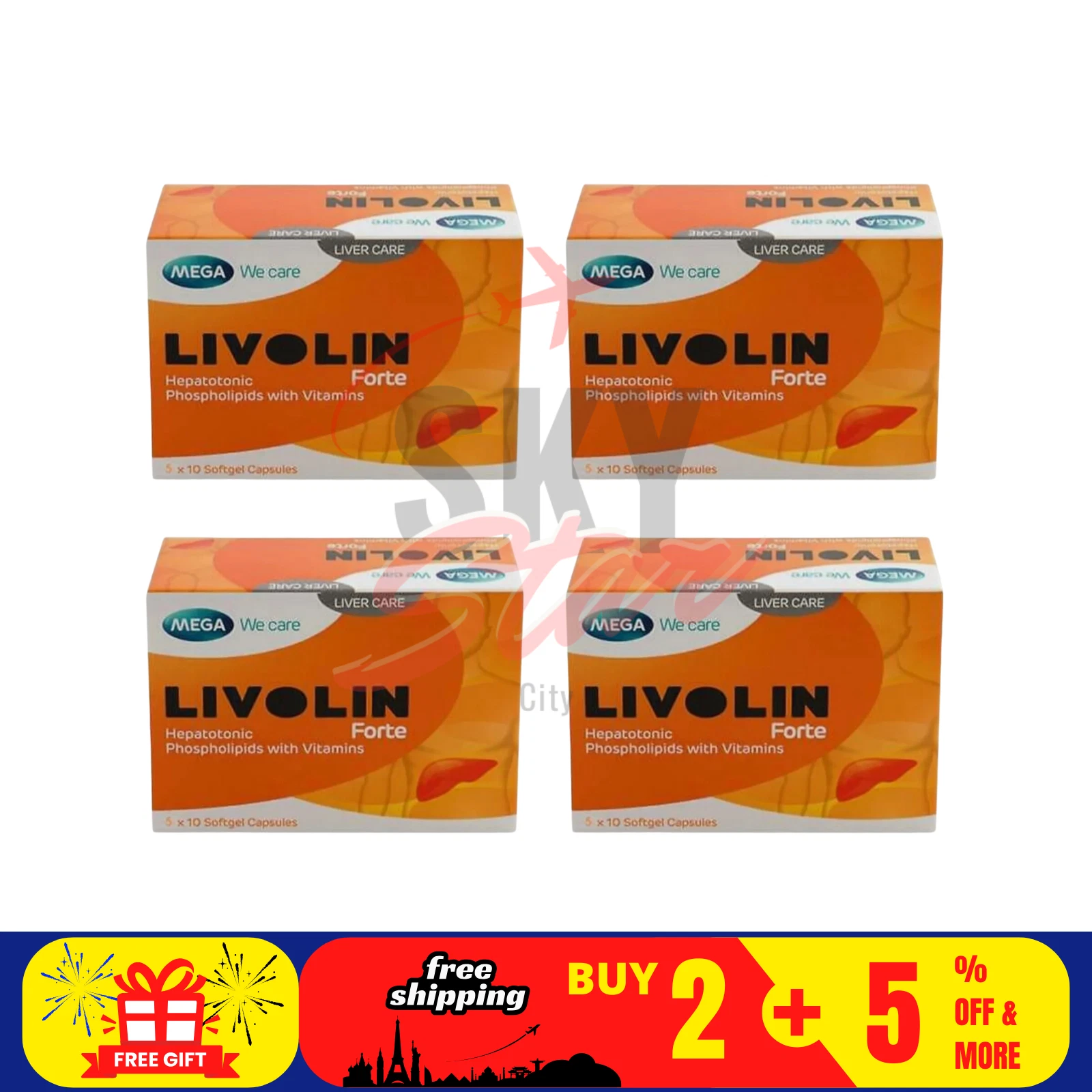 4 X Livolin Forte 50'S Liver Cleanse Detox Vitamin Supplement