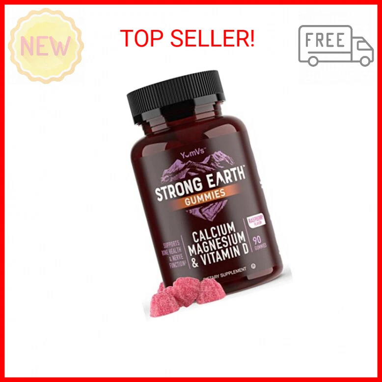 YUM-V'S Strong Earth Calcium, Magnesium, Vitamin D3 Gummies, Vitamin Gummies, Ca