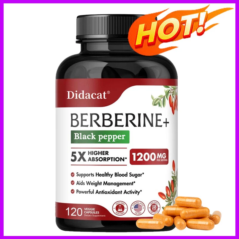 BERBERINE+Fekete bors 1200MG kivonat kapszula adagonként egészséges vércukorszint
