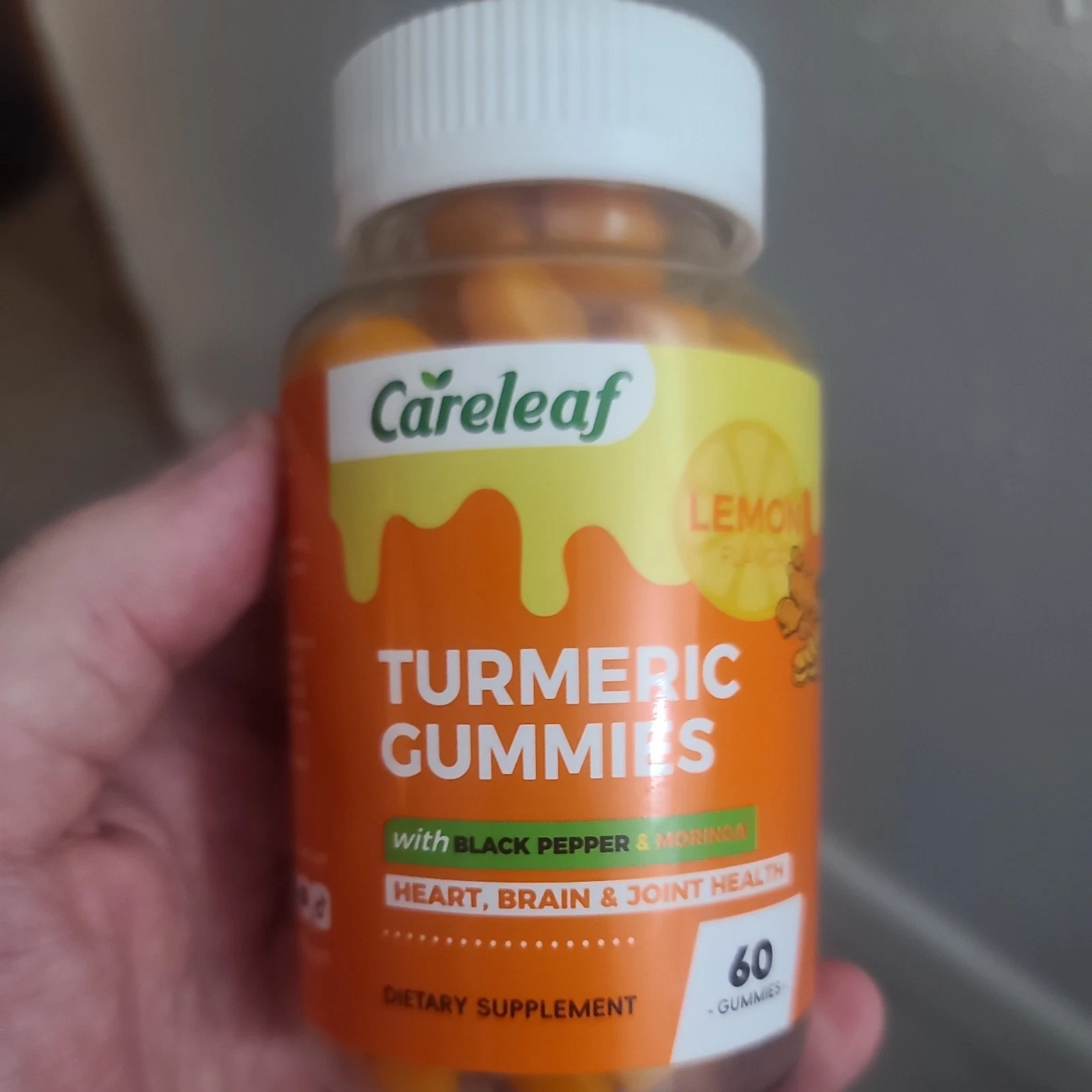 Careleaf Turmeric Gummies with Black Pepper & Moringa Lemon Flavor 60ct FreeShip