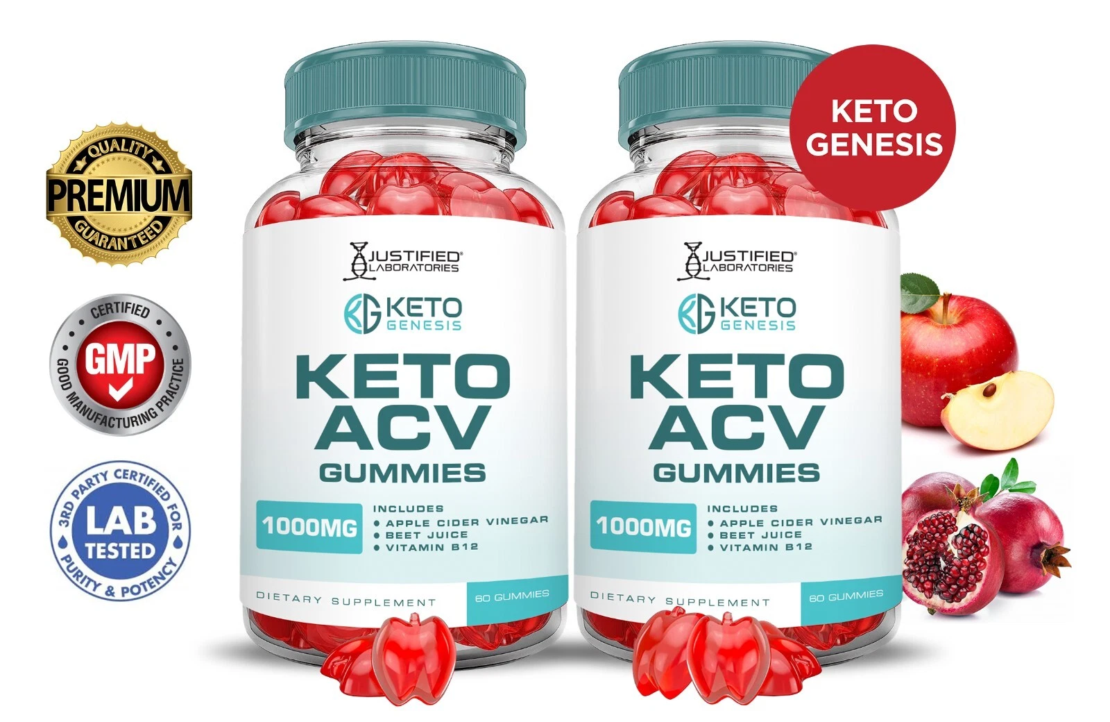 Keto Genesis ACV Gummies 1000MG Apple Cider Vinegar 120 Gummys