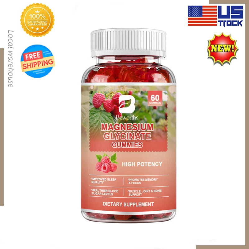 Magnesium Glycinate Gummies 60pcs, Improved Sleep,Promote Memory & Focus