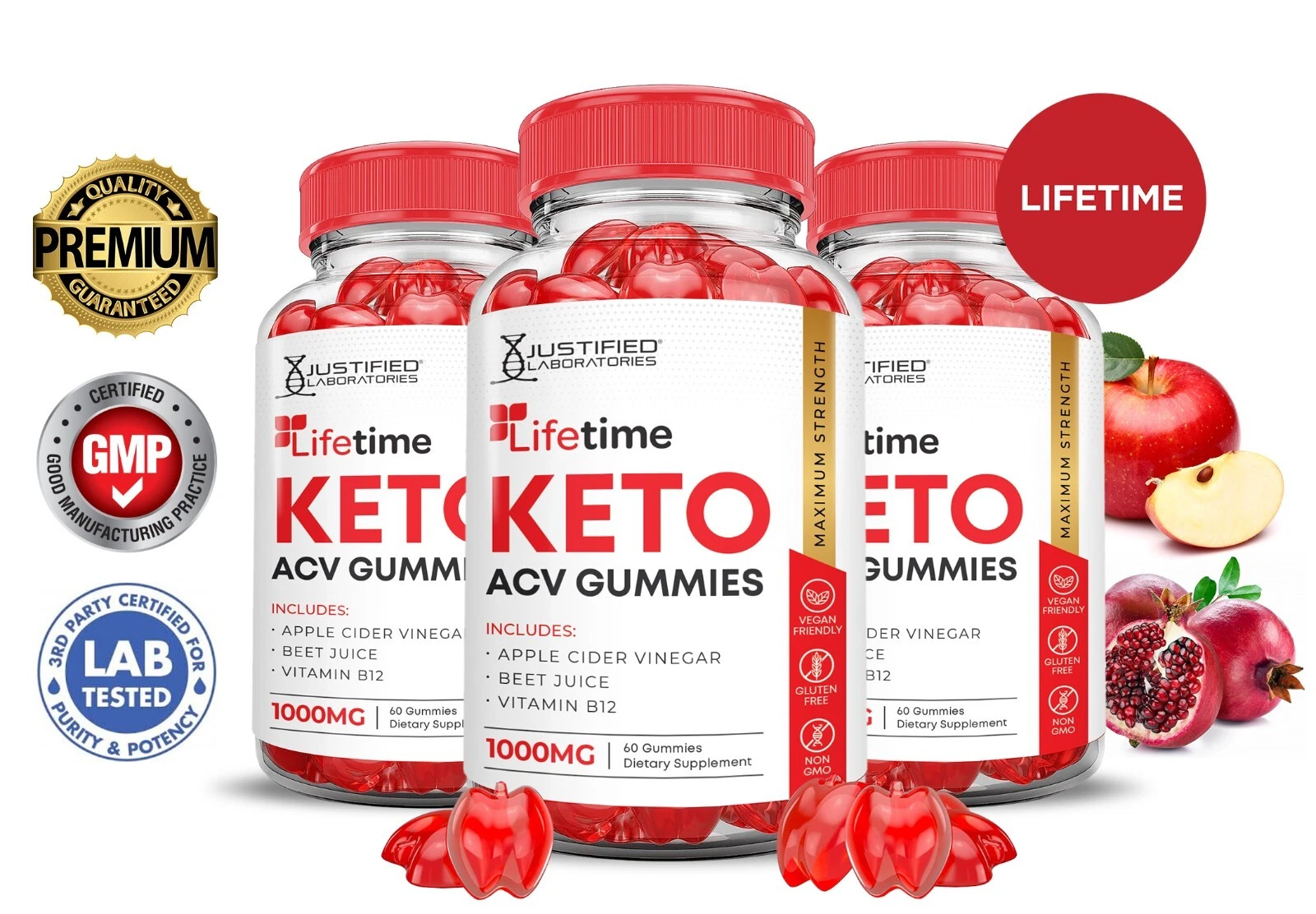 Lifetime Keto ACV Gummies 1000MG Apple Cider Vinegar 180 Gummys