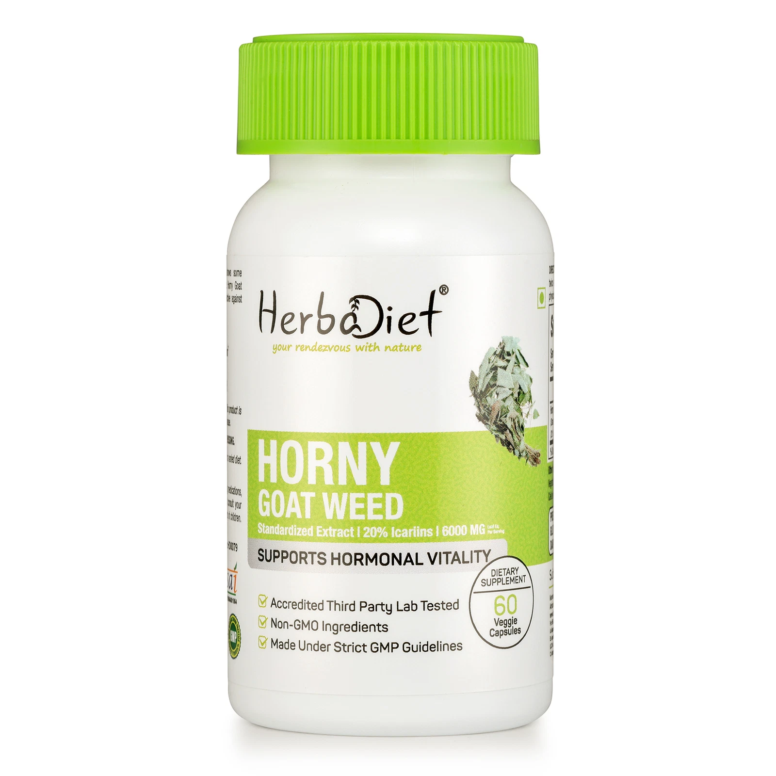 Horny Goat Weed Extract Capsules Powerful Formula (6000mg eq) 20% Icariin