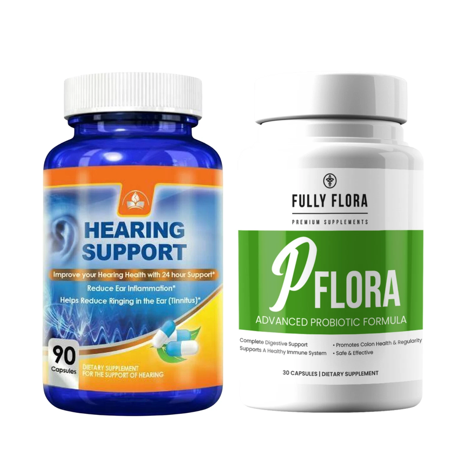 Hearing Health Ear Ringing Remedy & PFLORA Probiotic Support Immune Supplement