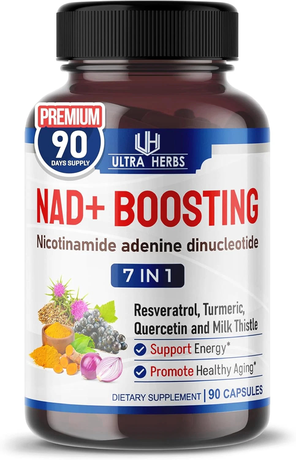 NAD+ Supplement with Nicotinamide Riboside NR, Trans Resveratrol, Quercetin - Su