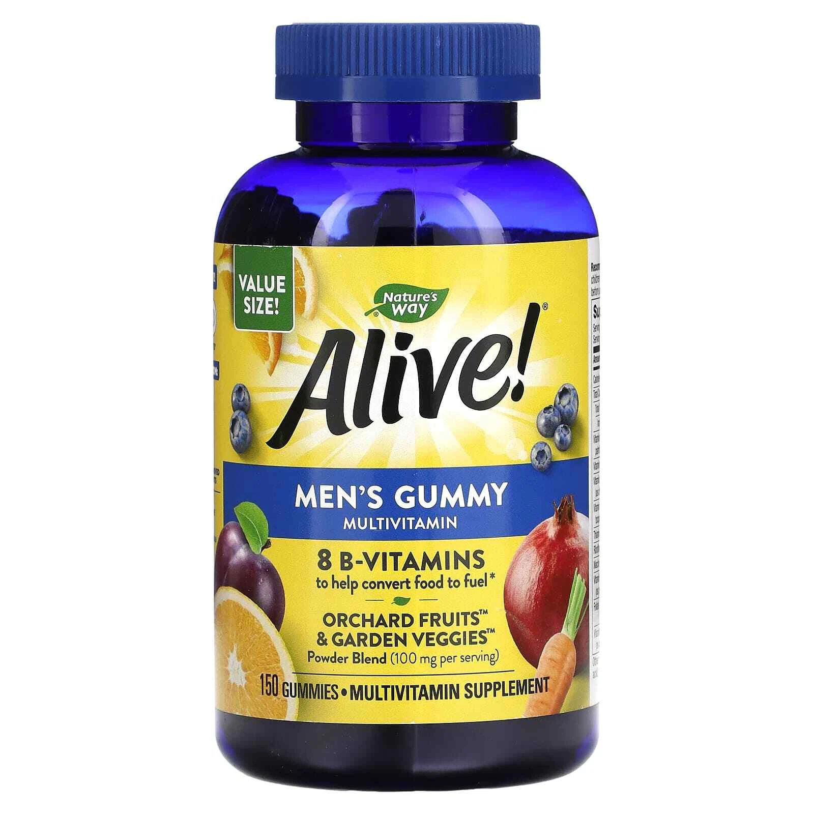 2 X Nature's Way, Alive! Men's Gummy Multivitamin, Delicious Fruit Flavors, 150