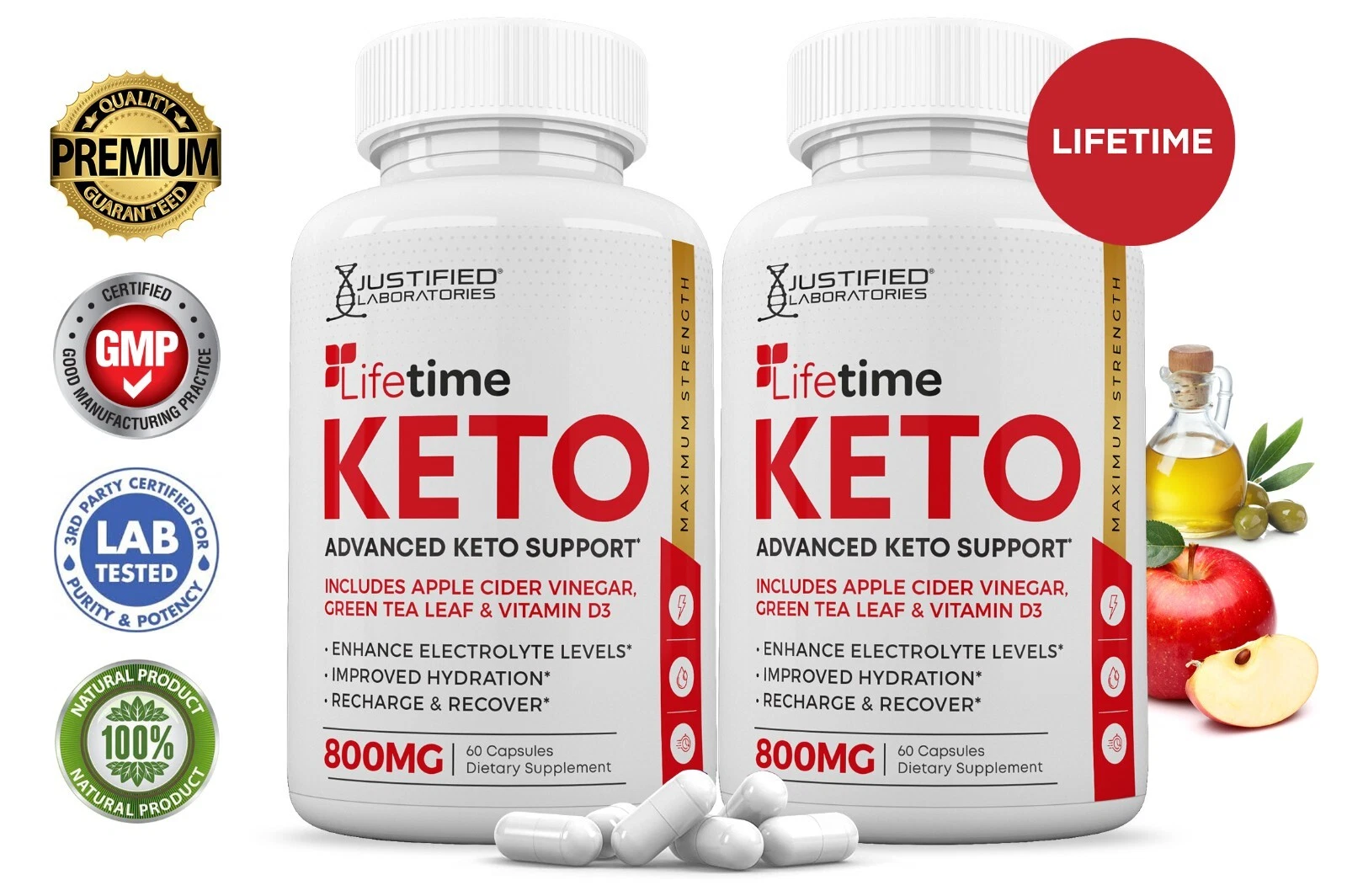 Lifetime Keto ACV Pills 1275 MG Stronger Than Gummies Keto Support 2 Bottles