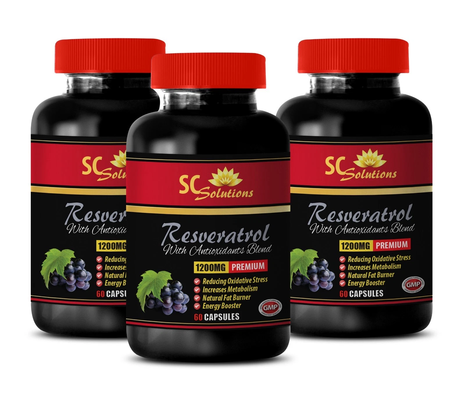 antioxidant supplement - RESVERATROL 1200MG - trans resveratrol powder 3 Bottles