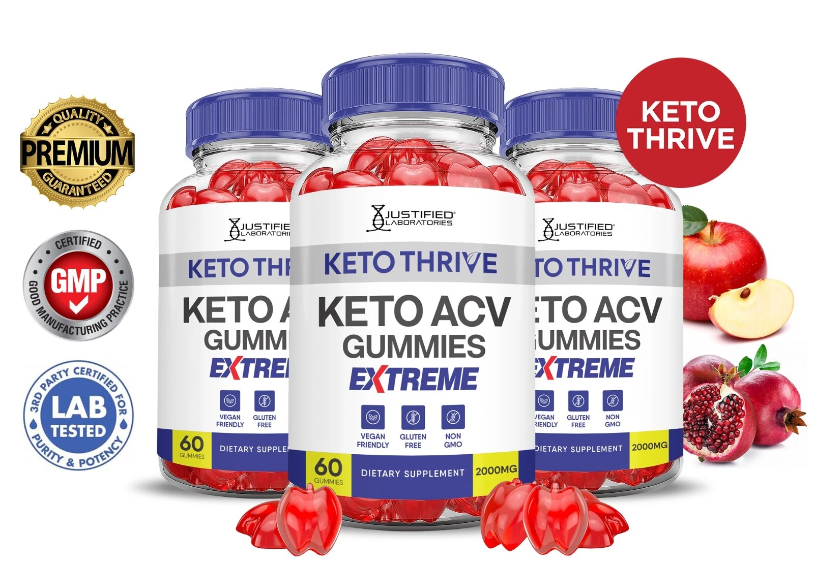 Keto Thrive Extreme ACV Gummies 2000MG Apple Cider Vinegar 180 Gummys