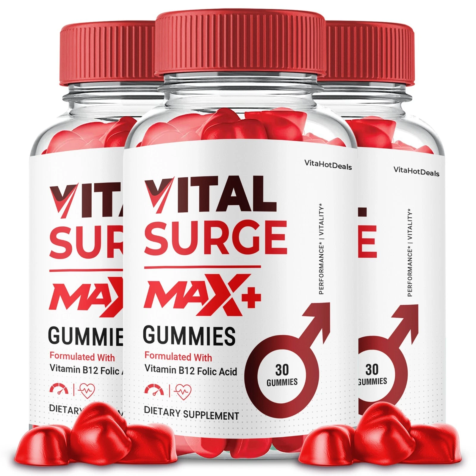 Vital Surge Max + Gummies For Men, VitalSurge Max + Higher Strength (3 Pack)