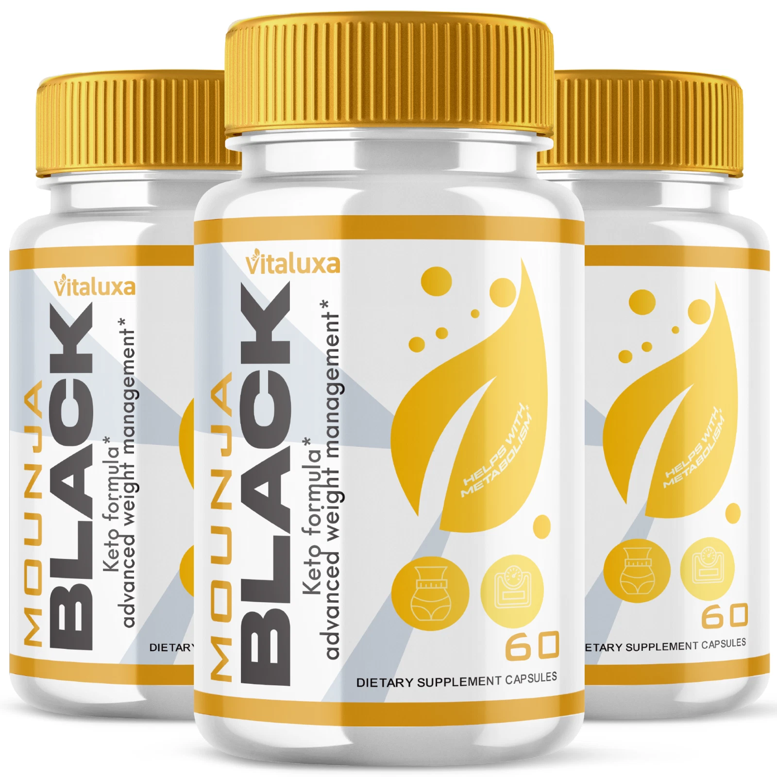 (3 Pack) Mounja Black Capsules for Weight Loss Burning Formula (180 Capsules)