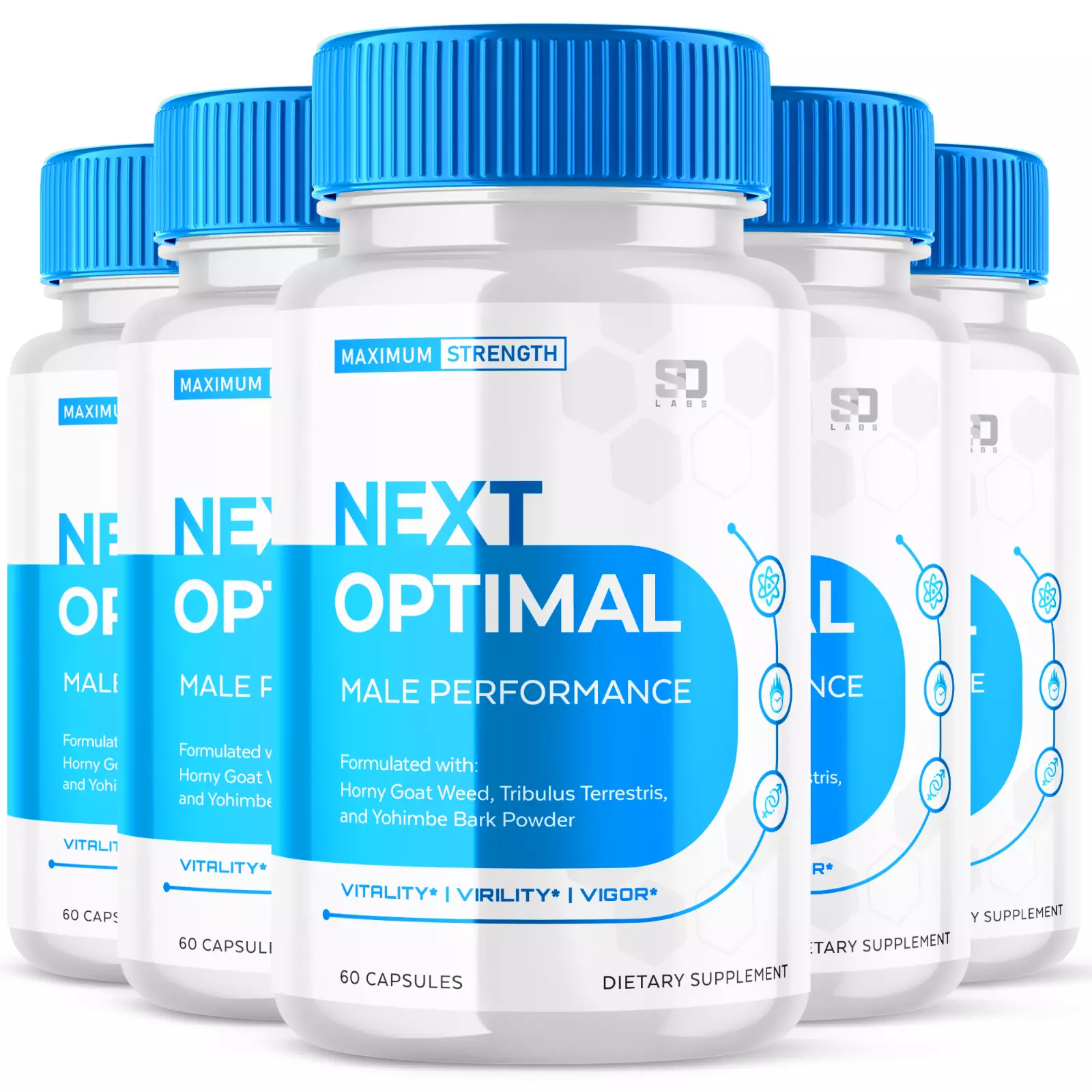 (5 Pack) Next Optimal Men Pills Maximize Energy, Vitality & Stamina 300 Capsules