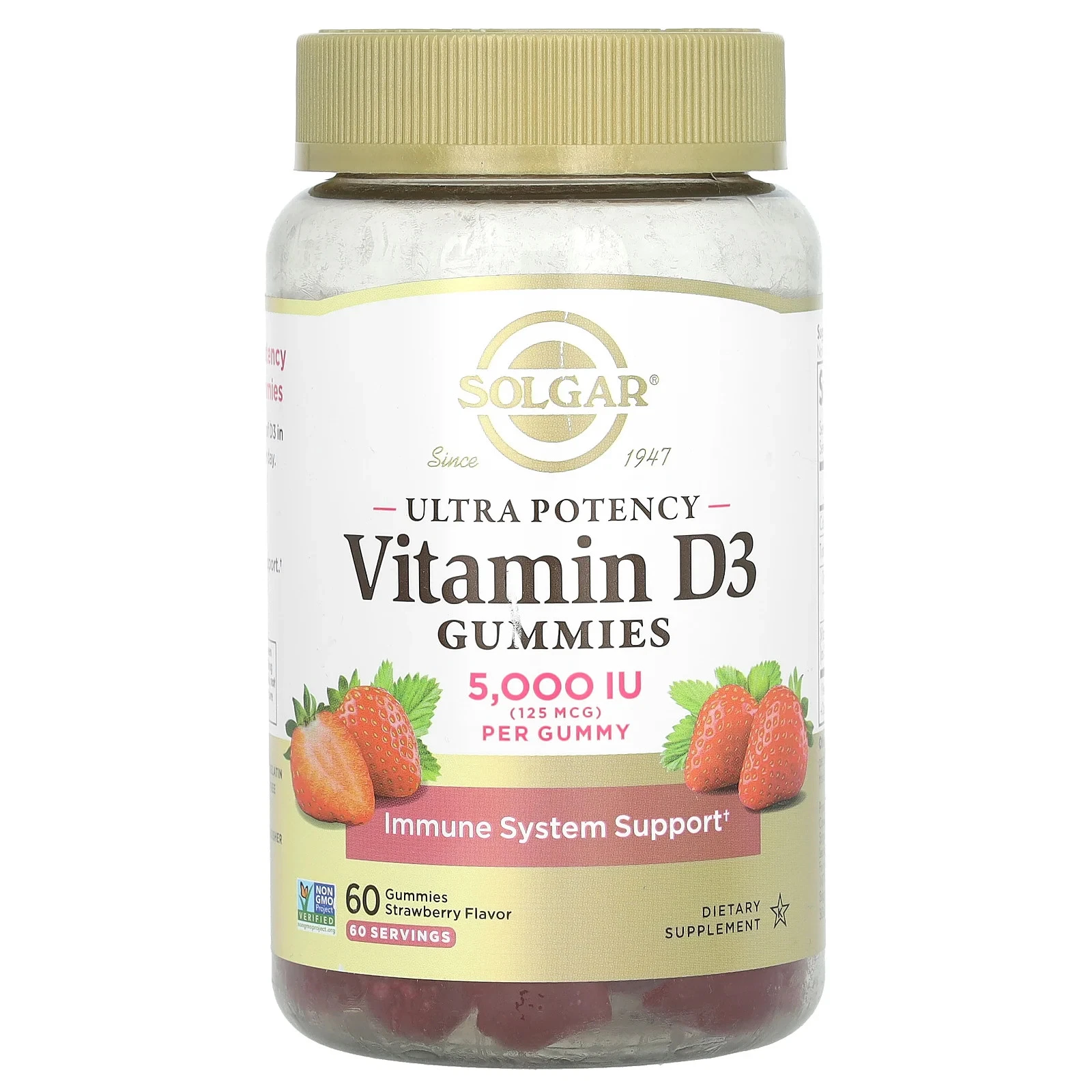 Ultra Potency Vitamin D3 Gummies, Strawberry, 125 mcg (5,000 IU), 60 Gummies
