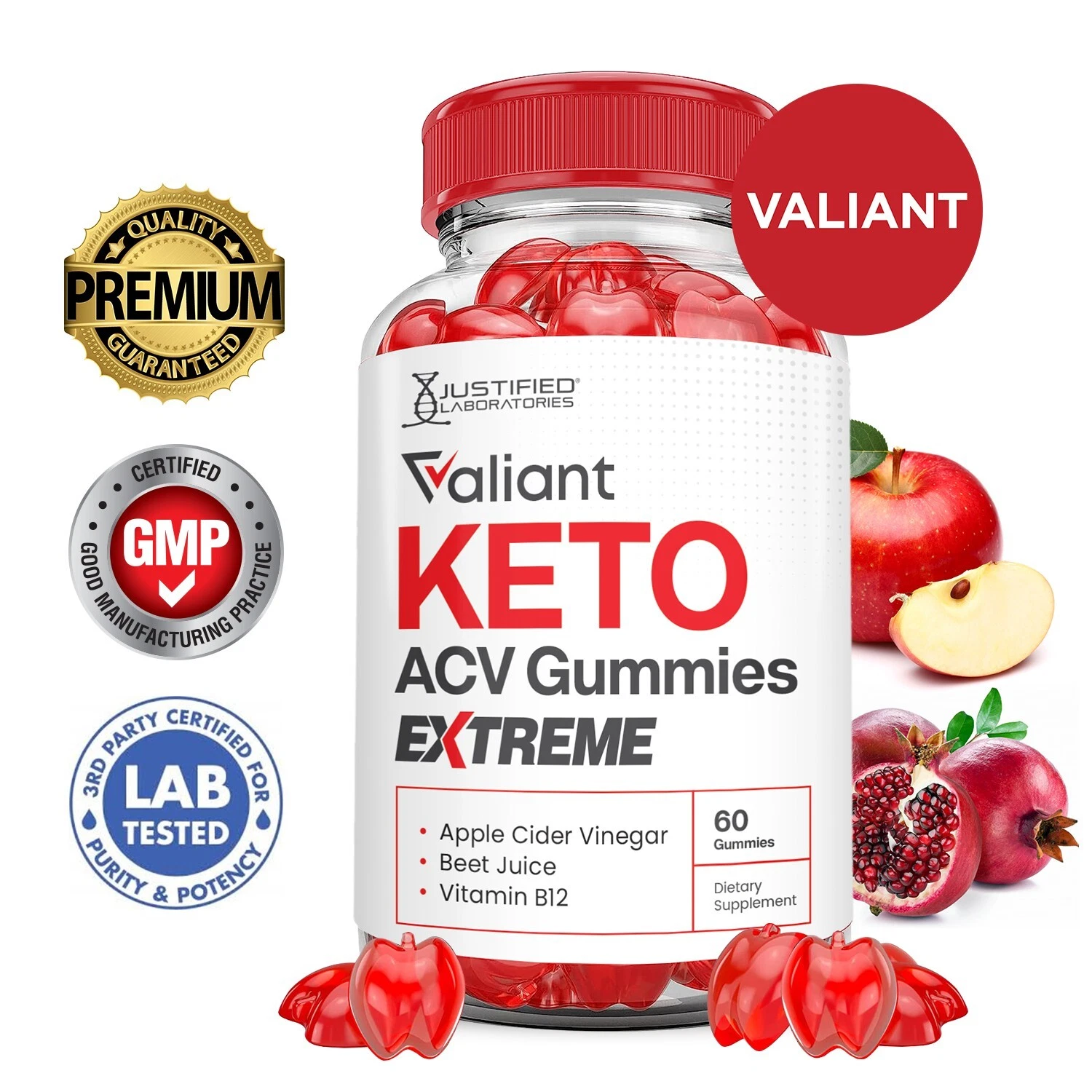 Valiant Keto Extreme ACV Gummies 2000MG Apple Cider Vinegar 60 Gummys