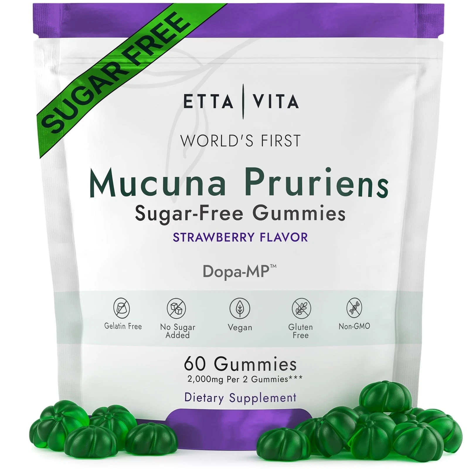 Mucuna Pruriens Gummies, 60ct, Dopamine, Vegan, Gluten-Free, Energy & Focus