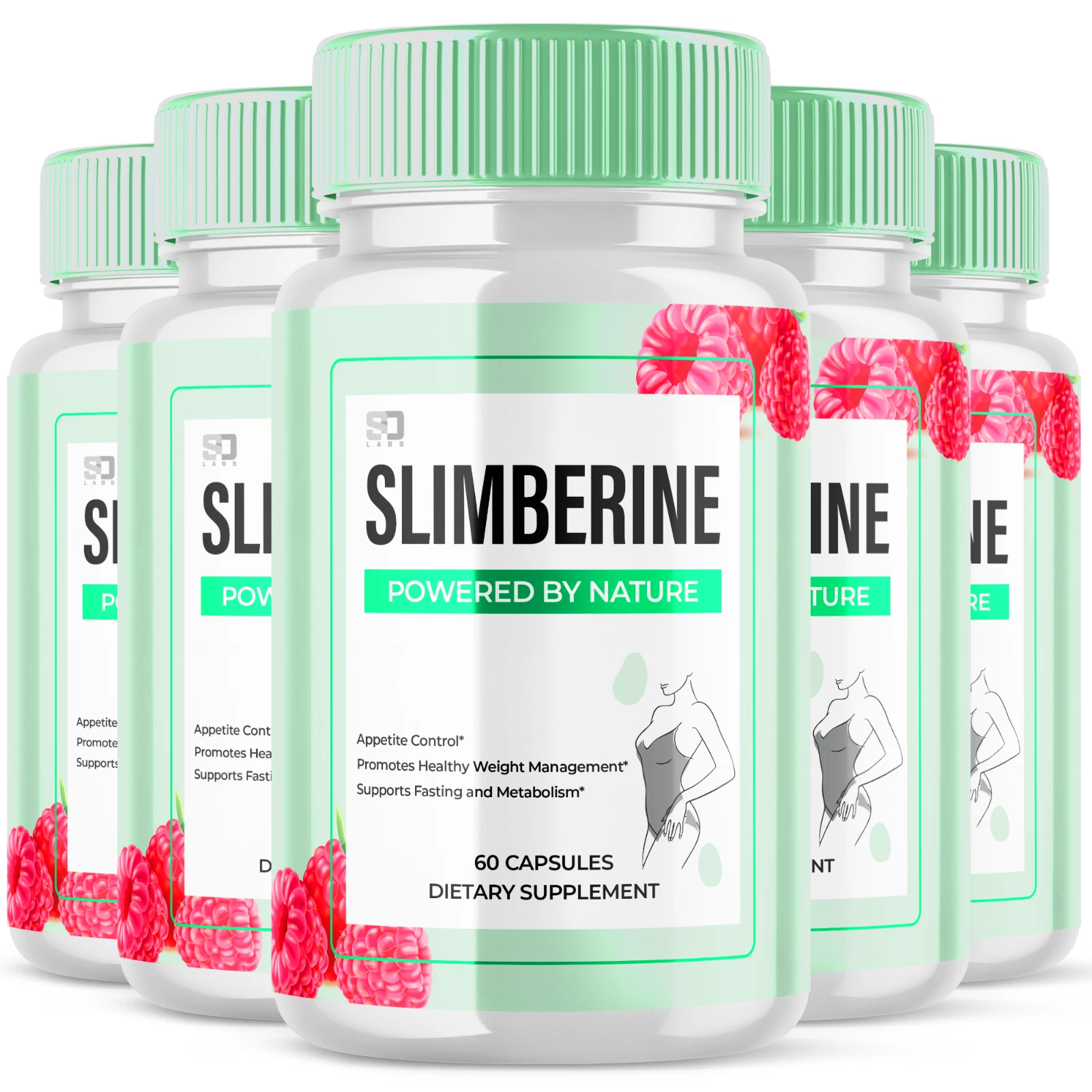 (5 Pack) Slimberine Natural Loss Capsules Powered by Nature Advanced Supplement