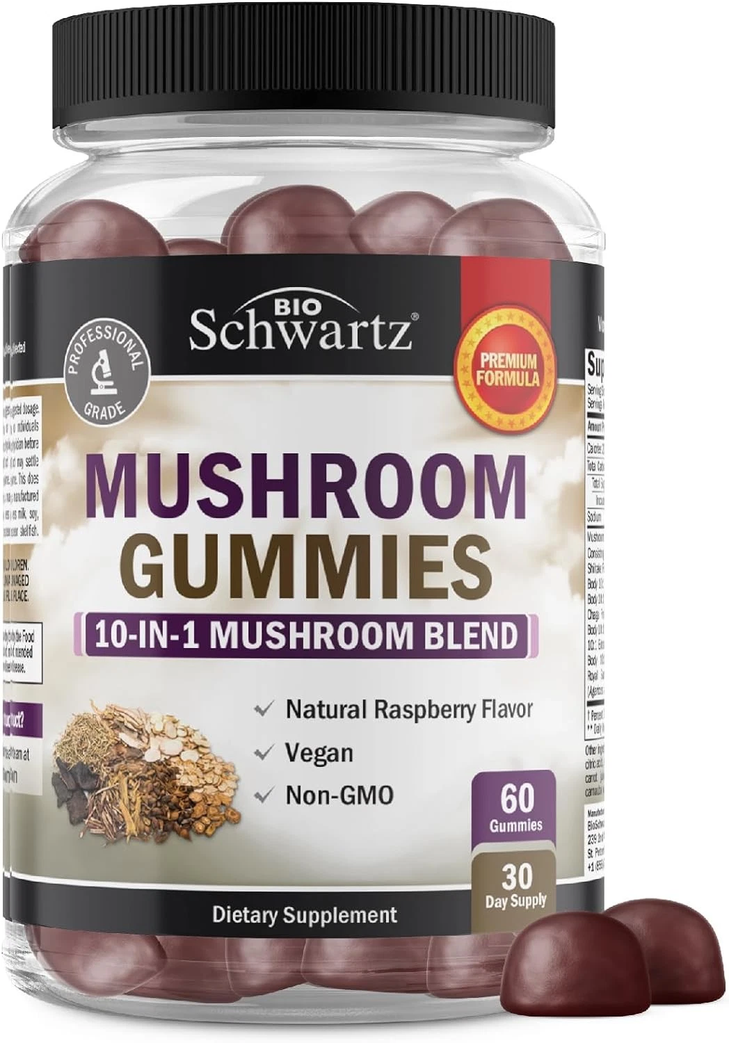 Mushroom Gummies for Adults - 10-in-1 Functional 60 Count (Pack of 1)