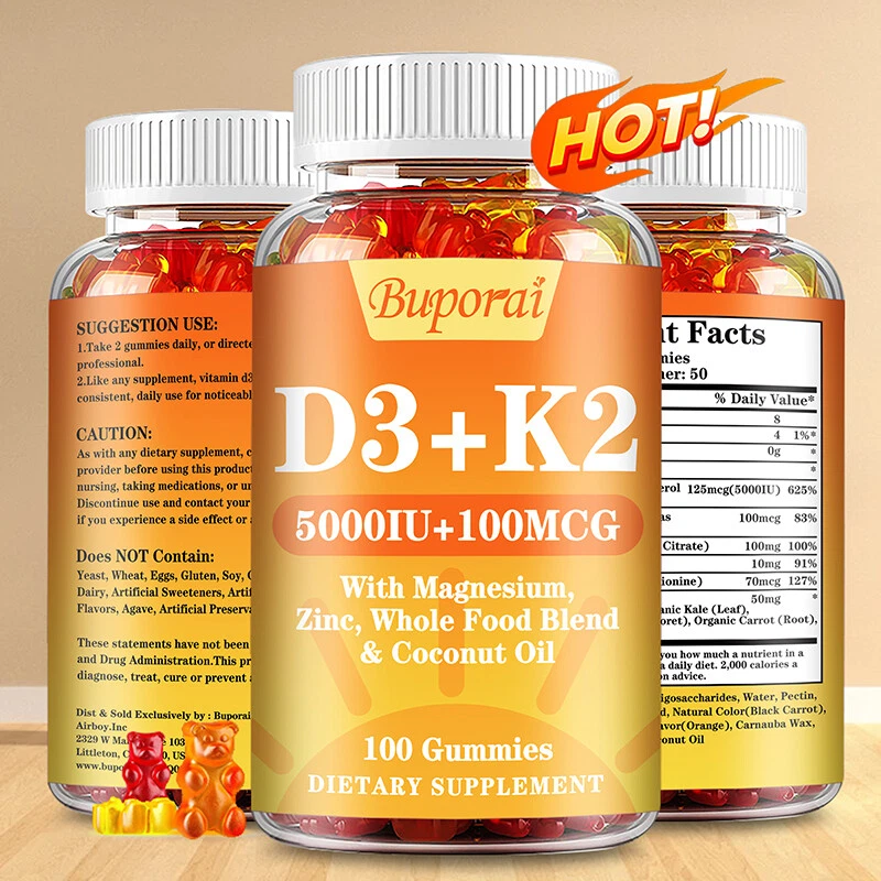 Vitamin D3 + K2 - Magnesium, Zinc - Bone Heart Immune Support, Anti-Inflammatory