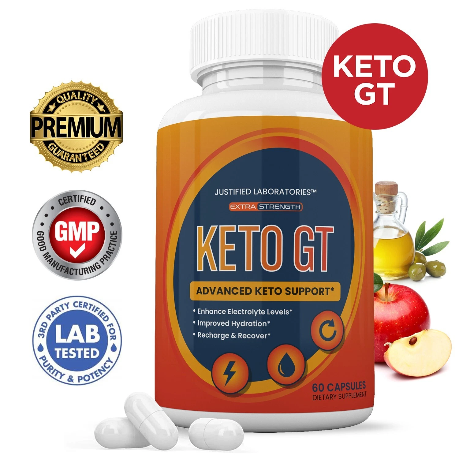 Keto GT ACV Pills 1275MG New Improved Formula 60 Capsules